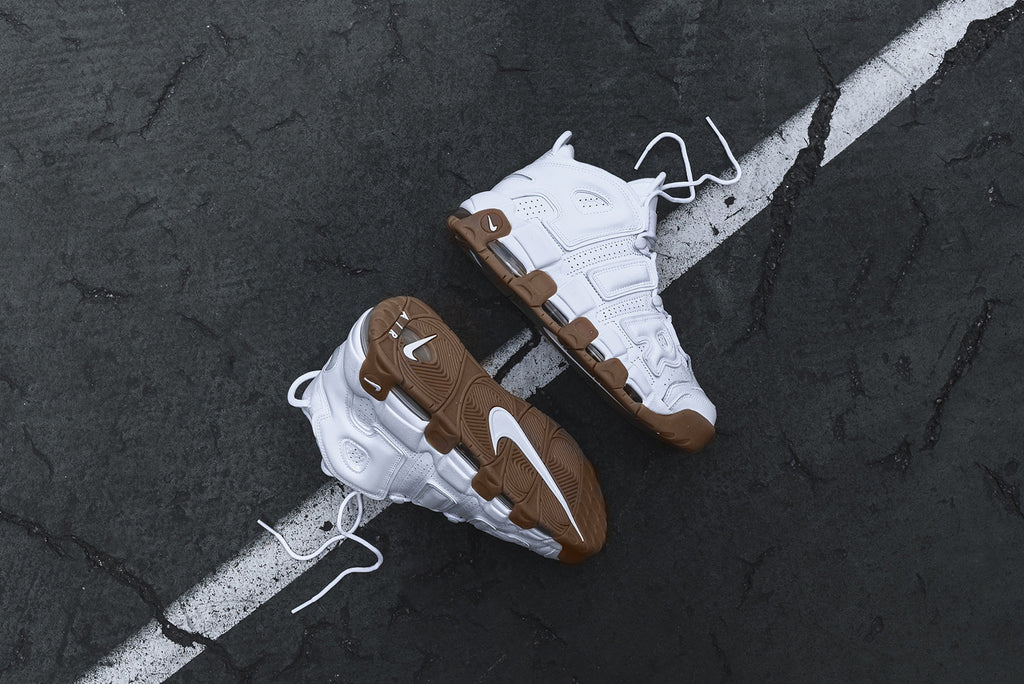 White uptempo gum bottom store