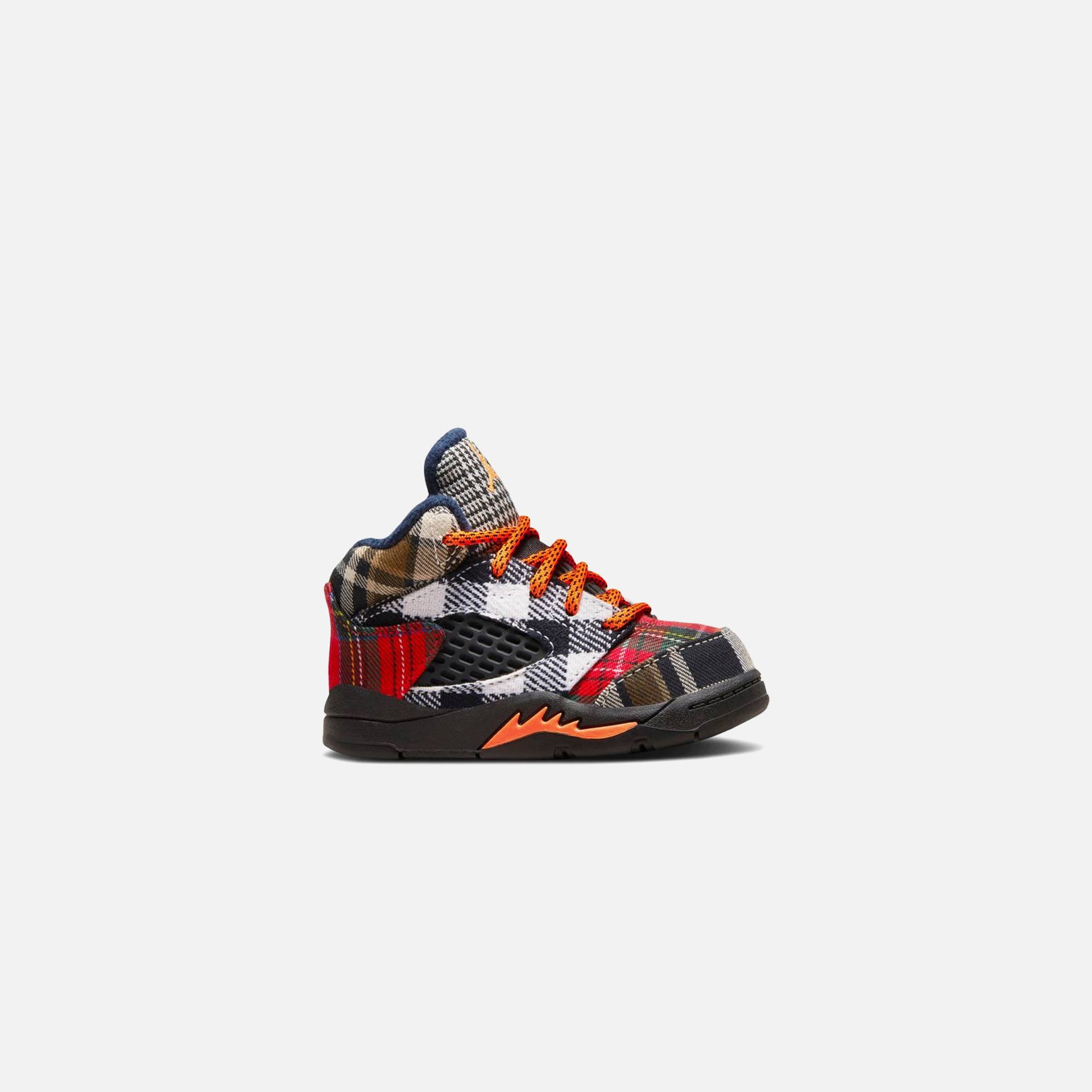 Nike TD Air Jordan 5 Retro Plaid - Black / Dark Obsidian / Total Orange