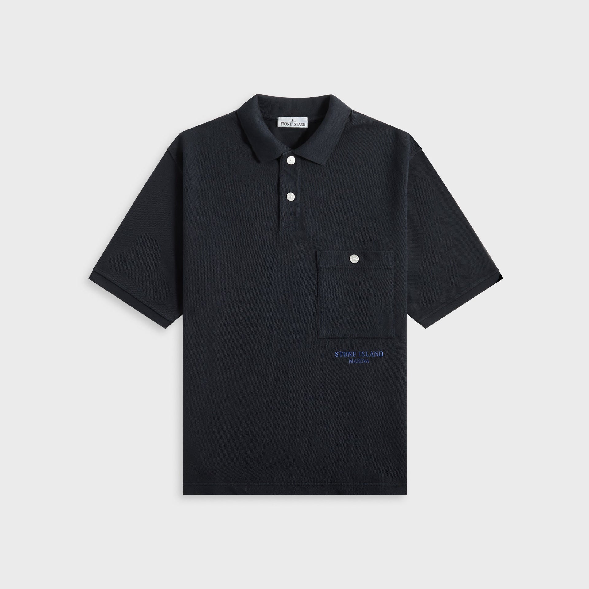 Stone Island Cotton Pique Marina Polo in Navy Blue