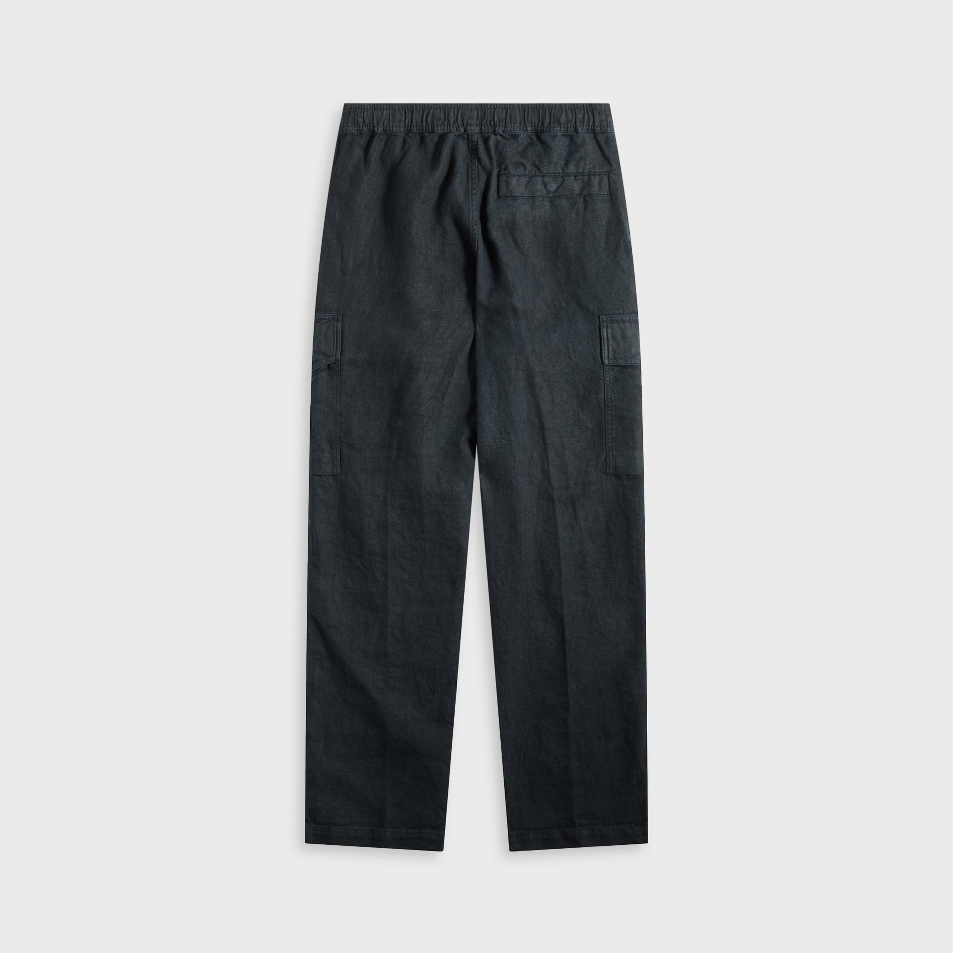 Stone Island Diagonal Linen Garment Dyed Ghost Piece Trousers in Navy Blue