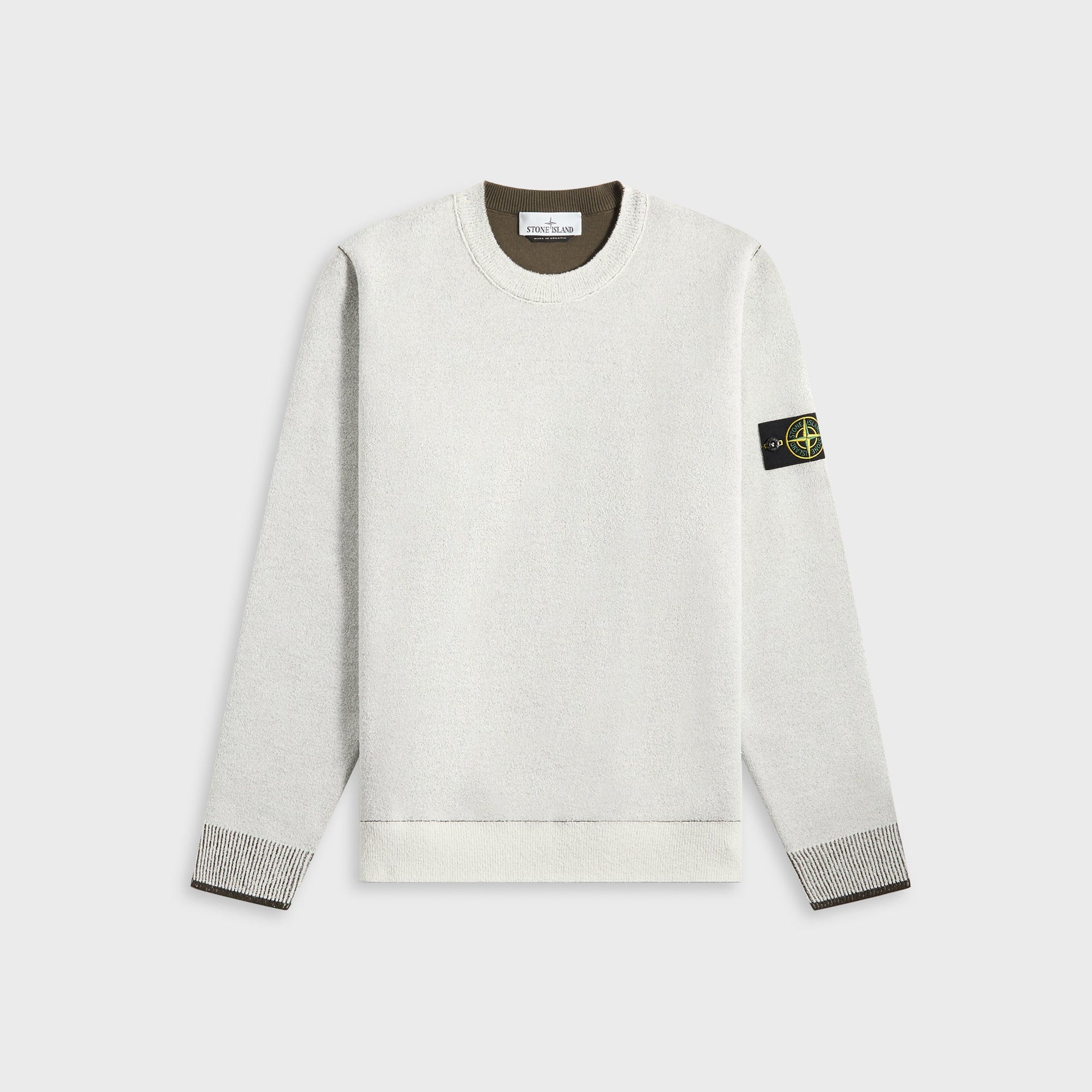Stone Island Double Face BiinColor Cotton Nylon Crewneck in Ivory