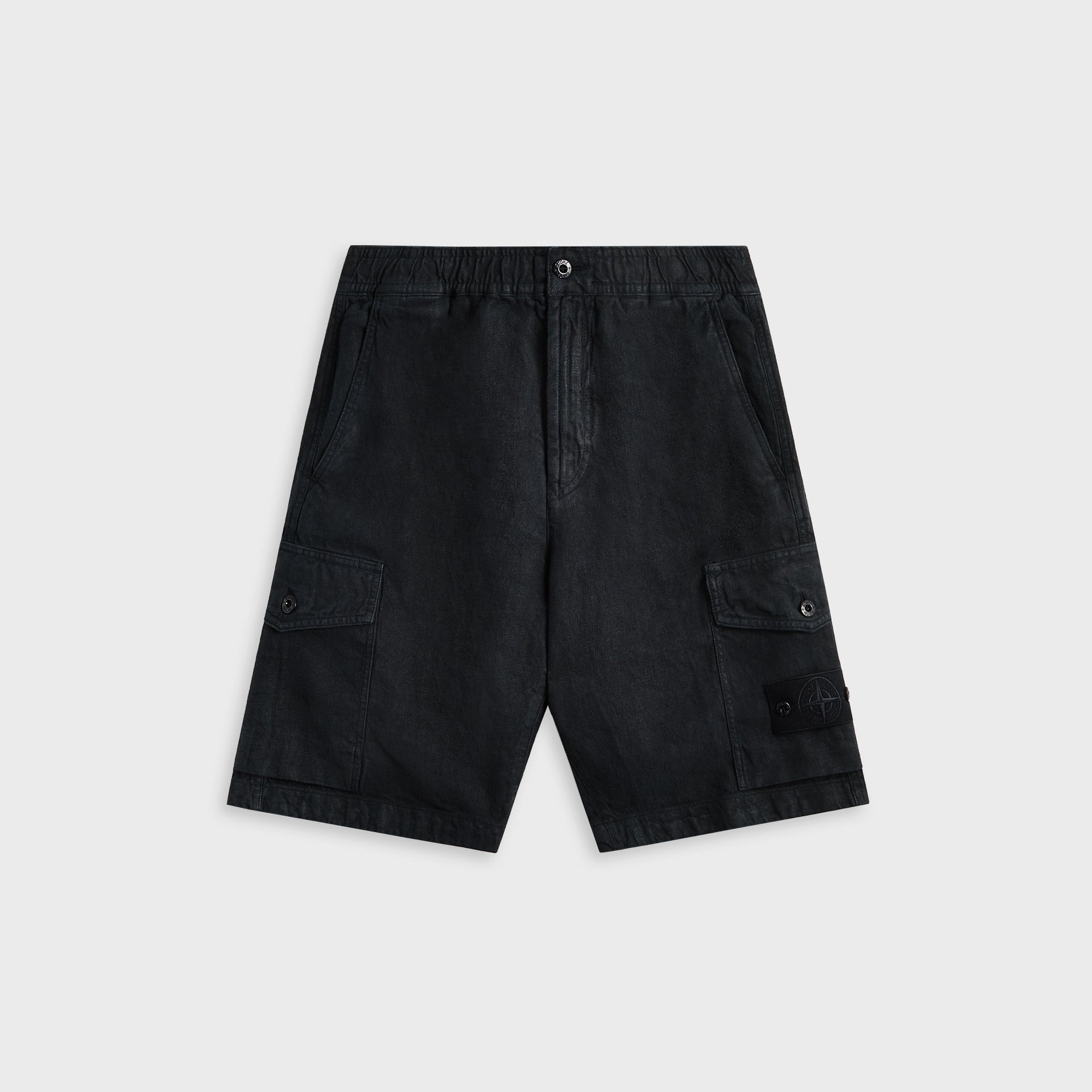 Stone Island Diagonal Linen Garment Dyed Ghost Piece Shorts - Navy Blue