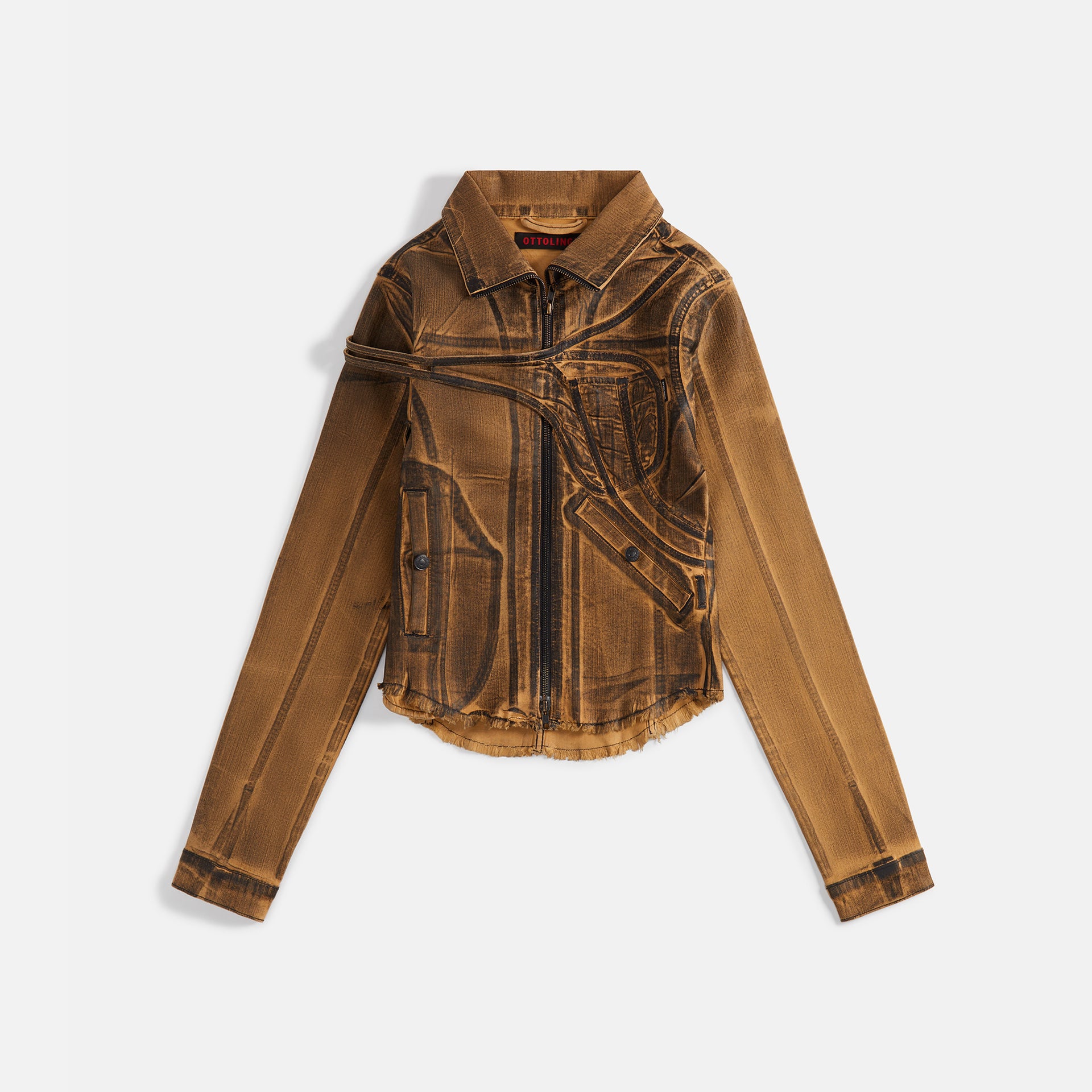 Ottolinger Fitted Denim Jacket - Brown Black Paint