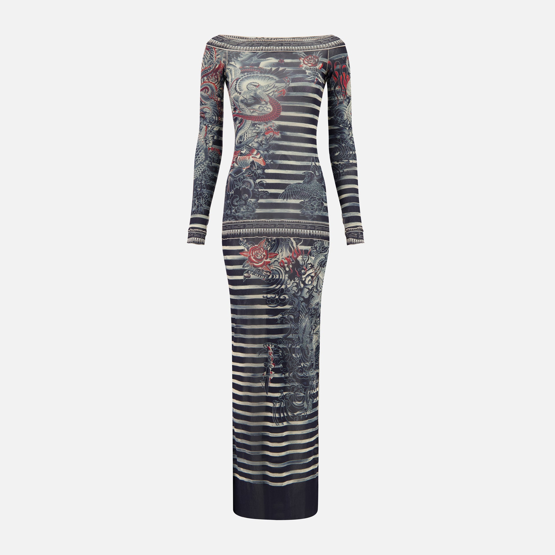 Jean Paul Gaultier Long Boat Neck Dress with Long Sleeves - Marinier