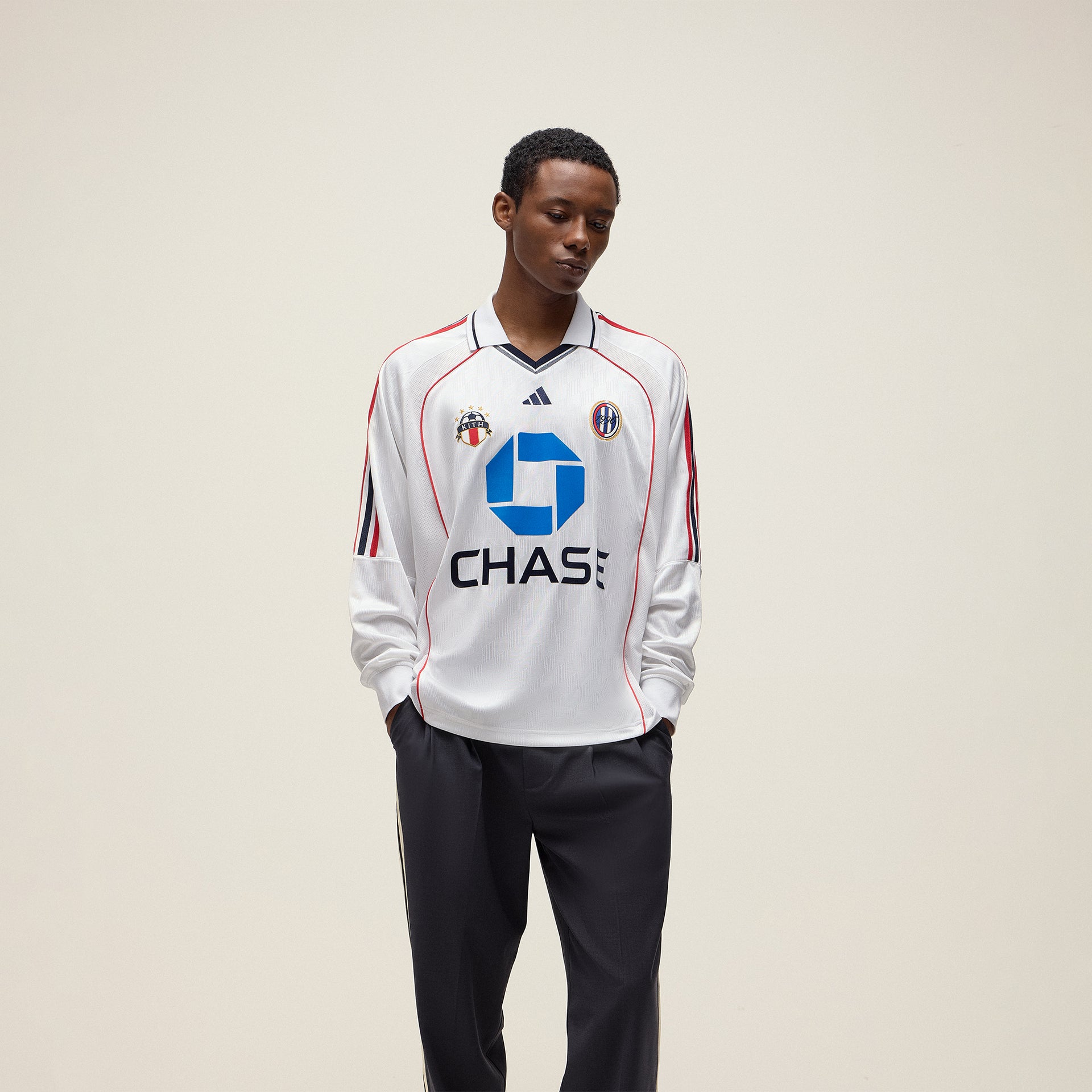 Kith for adidas Football Chase Long Sleeve Jersey in White