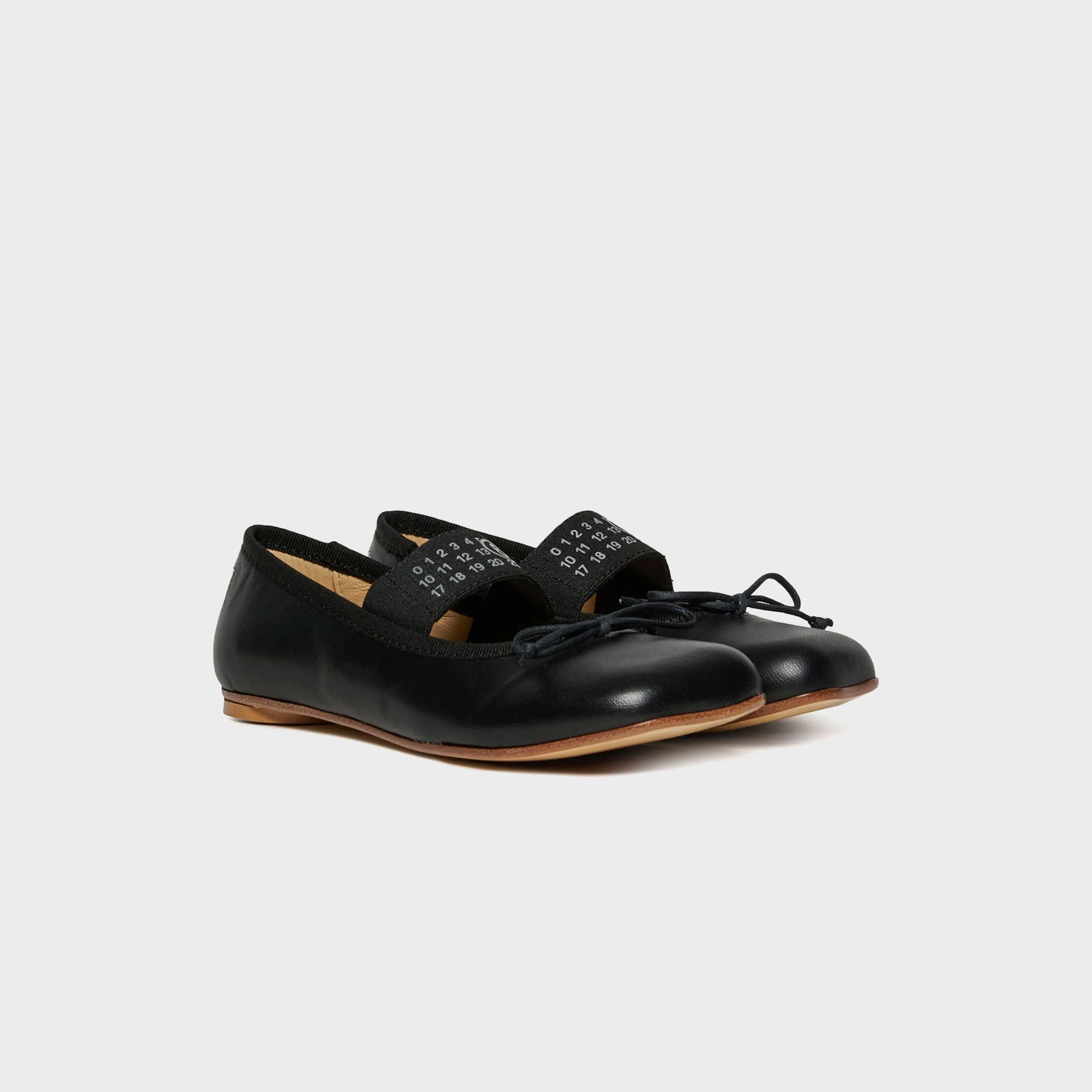 MM6 Maison Margiela Kids Leather Anatomical Toe Ballet Flats - Black