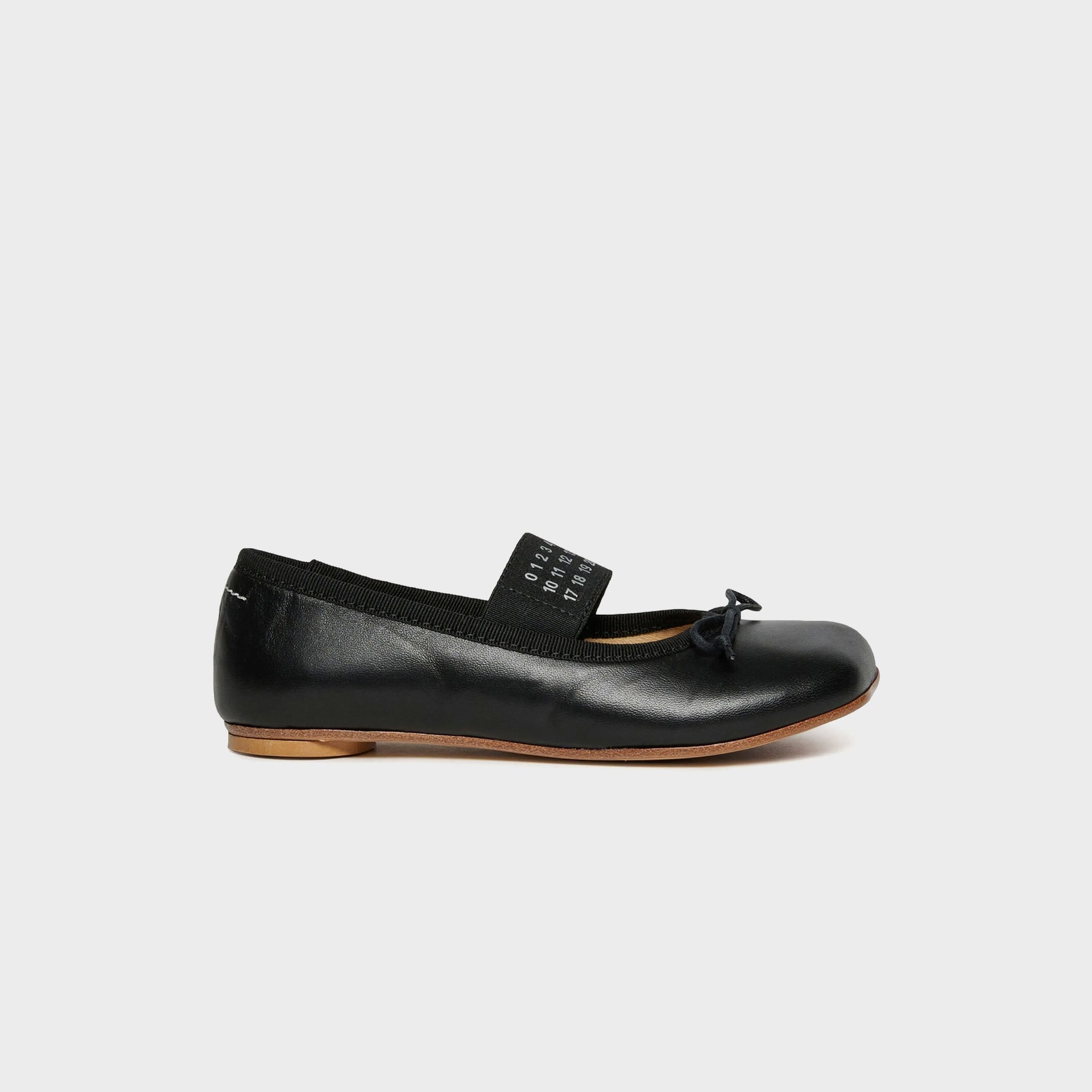 MM6 Maison Margiela Kids Leather Anatomical Toe Ballet Flats - Black