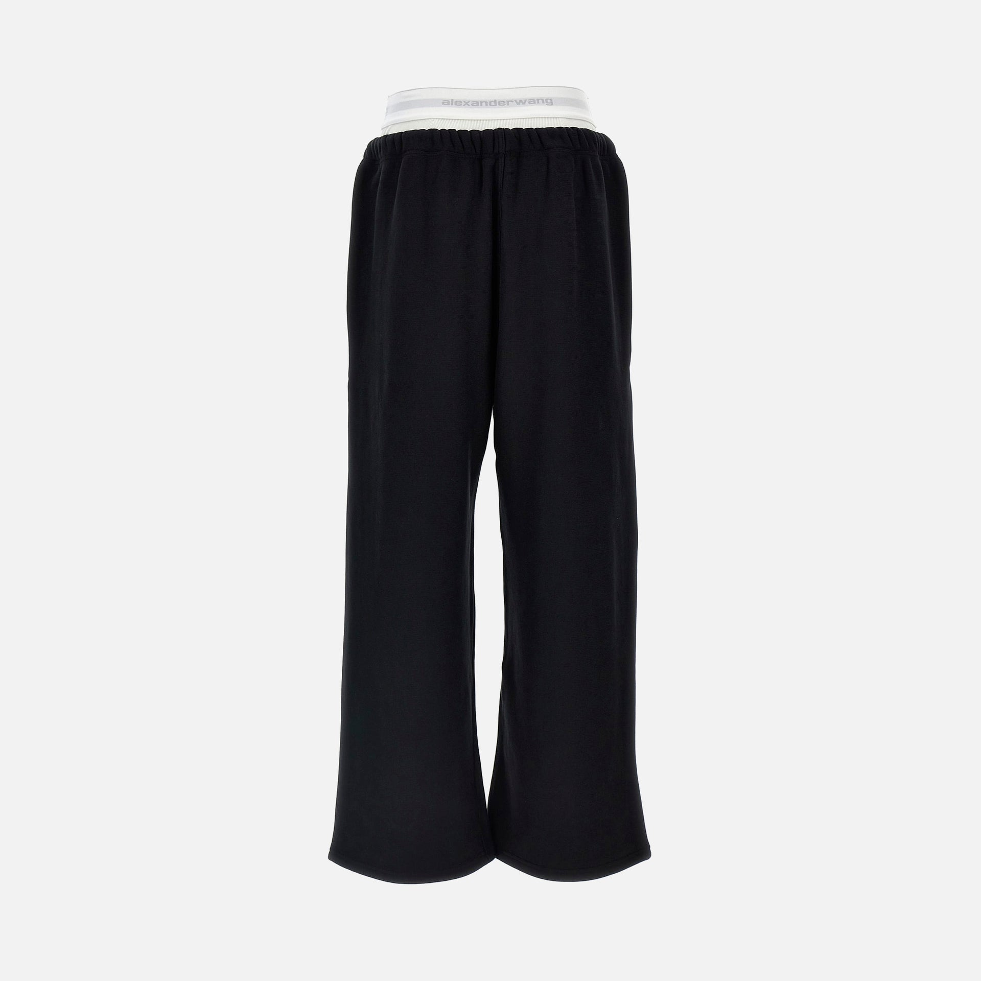 Alexander Wang Wide Leg Sweatpant with Pre-Styled Logo Brief Waistband - Faded Black