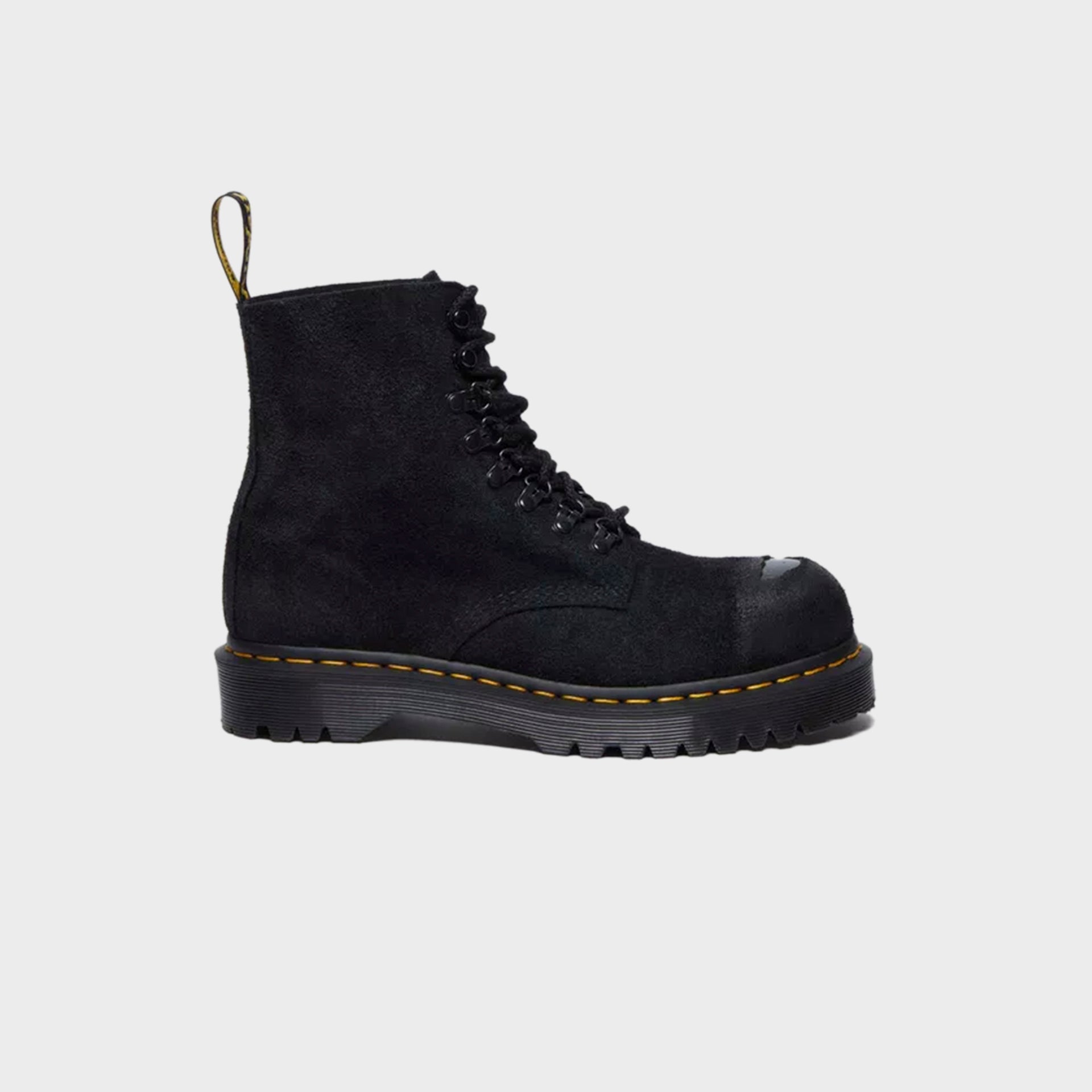 Dr. Martens 1460 ST Black Burnished Hairy Suede Lace Up Boots - Black