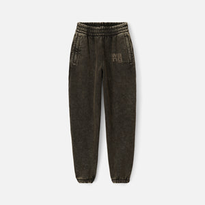 T by Alexander Wang Glitter Essential Terry Sweatpant with Puff Logo - Army Green