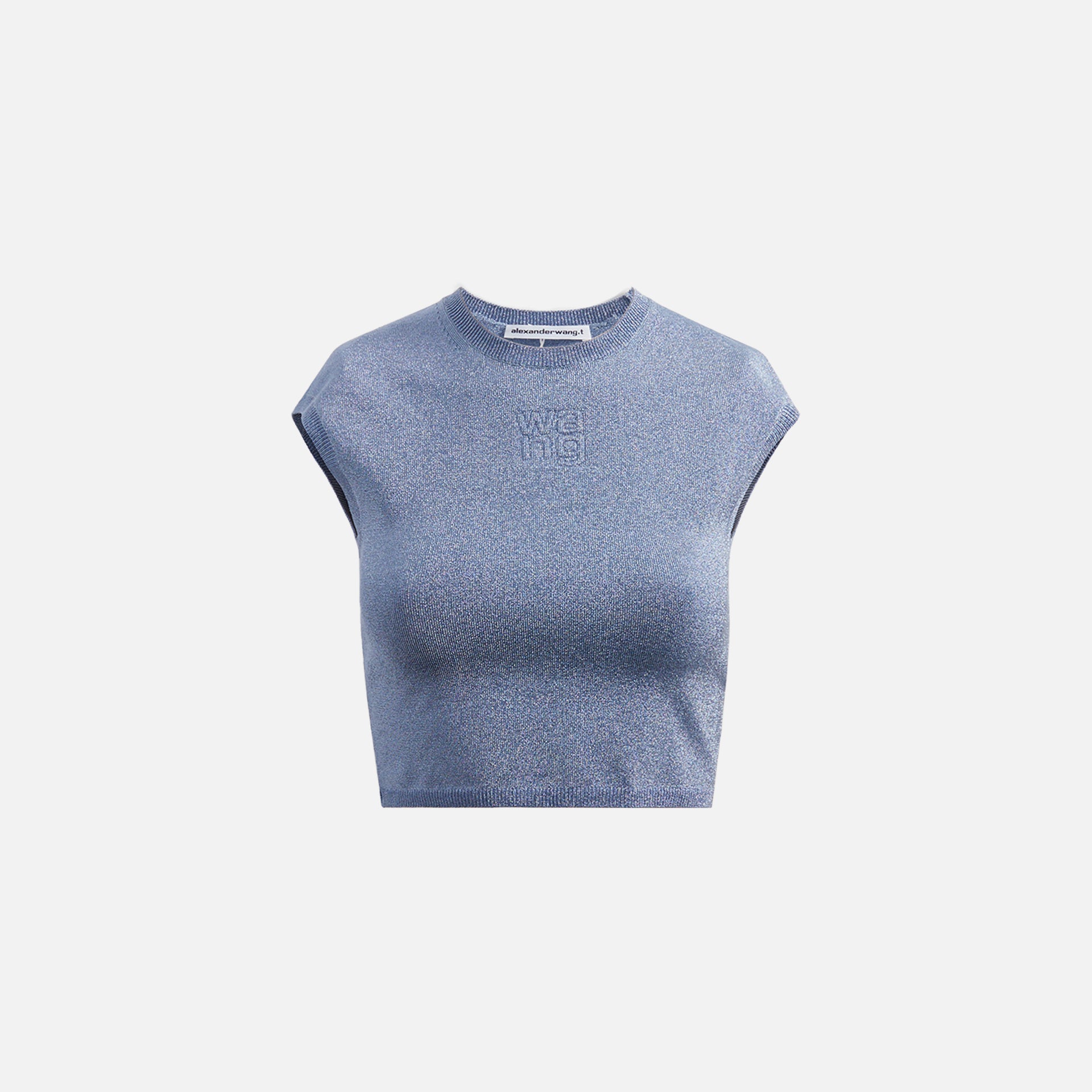 T by Alexander Wang Cap Sleeve Tee with Embossed Logo - Ariel Blue