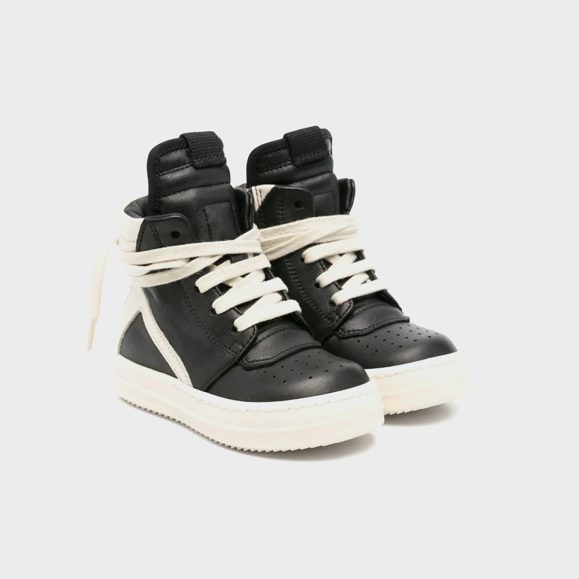 Rick Owens Baby Geobaskets Scarpe in Pelle - Black / Milk / Milk