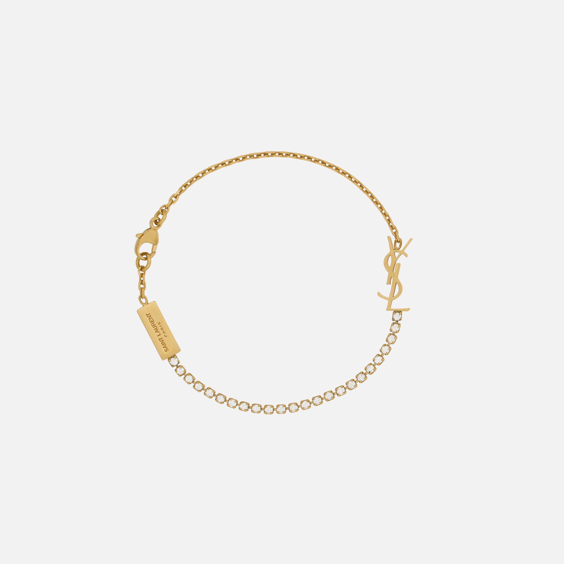Saint Laurent Monogram Bracelet with Crystals - Yellow Gold