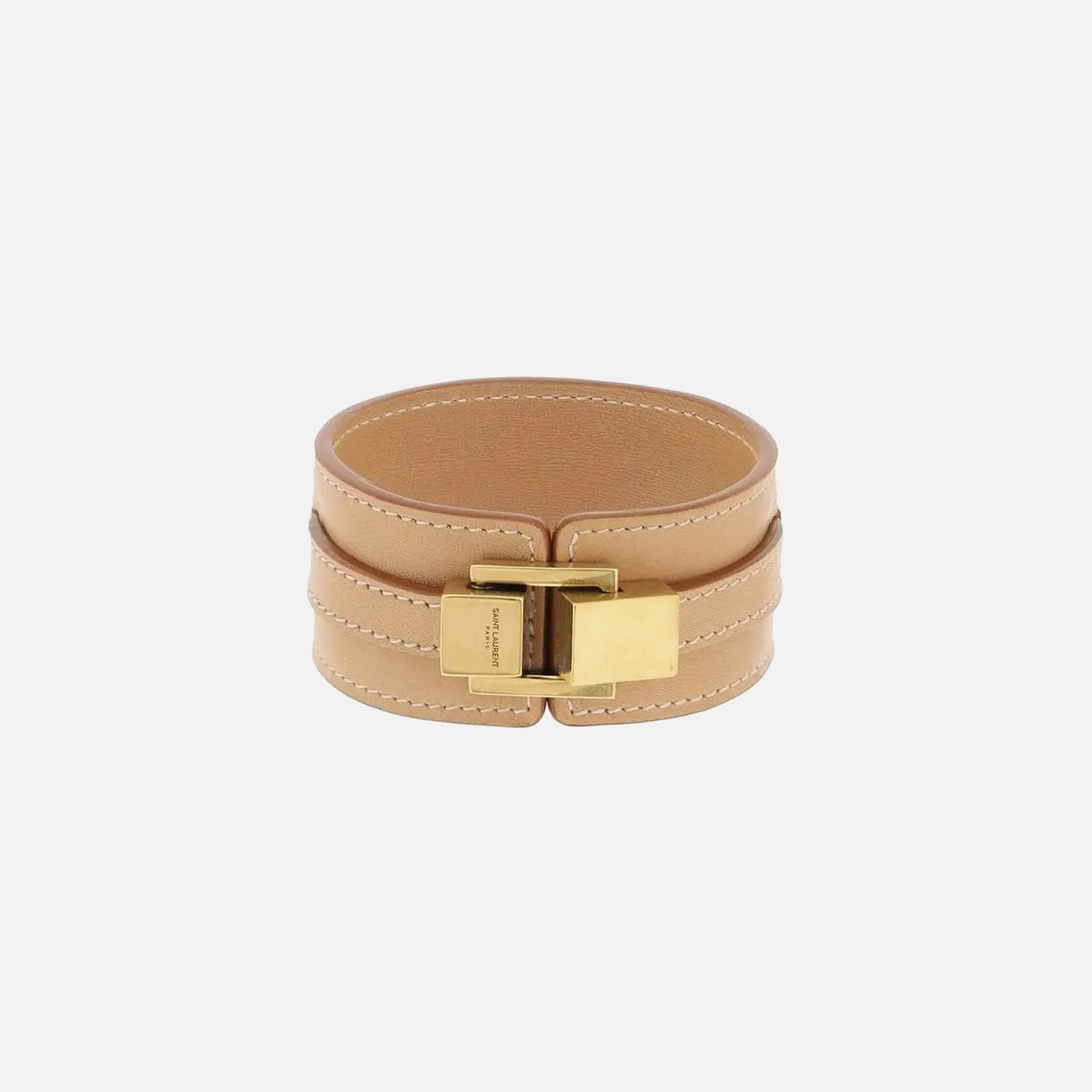 Saint Laurent YSL Leather Bracelet - Vintage Brown Gold