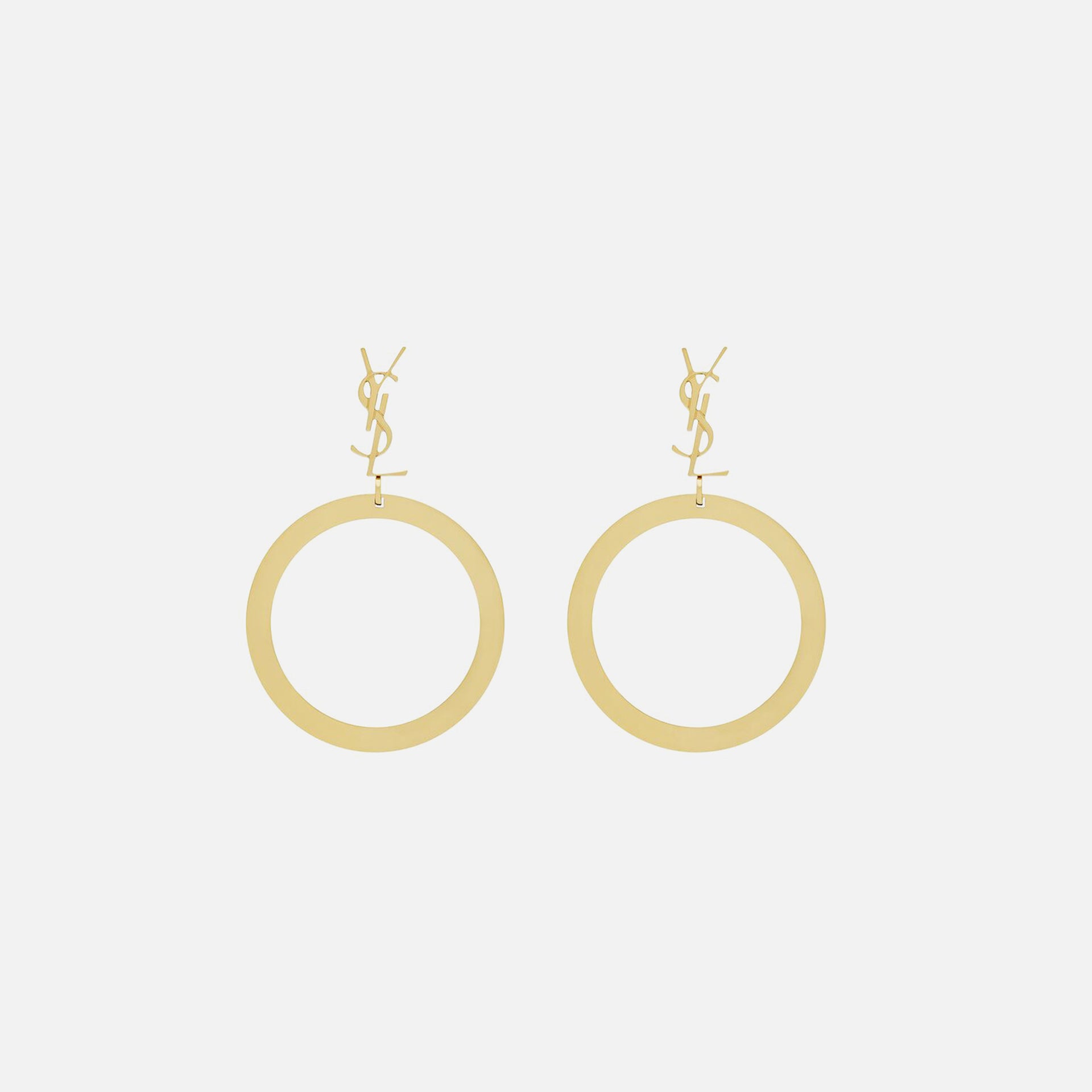 Saint Laurent Cassandre YS Hoop Earrings - Yellow Gold