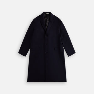 Auralee Double Cloth High Count Wool Chesterfield Coat - Dark Navy