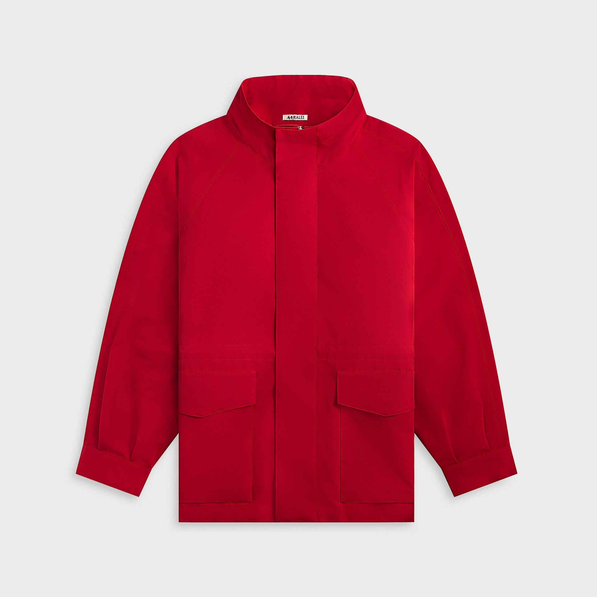 Auralee Wool Max Canvas High Neck Zip Blouson - Red