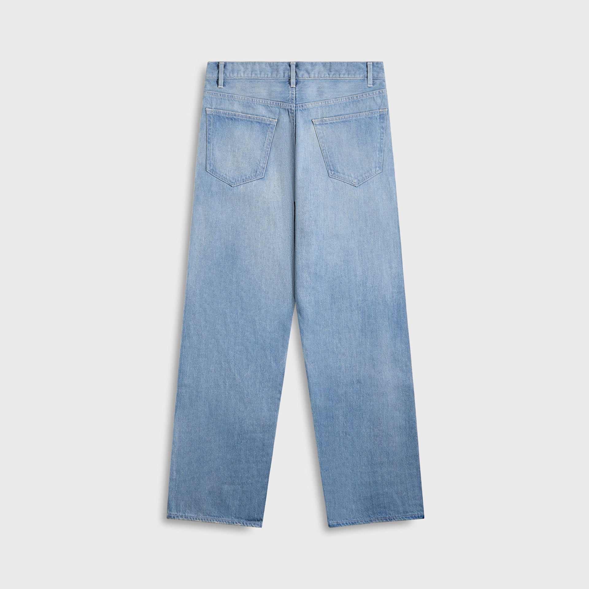 Auralee Selvedge Faded Light Denim Wide Pants in Light Indigo