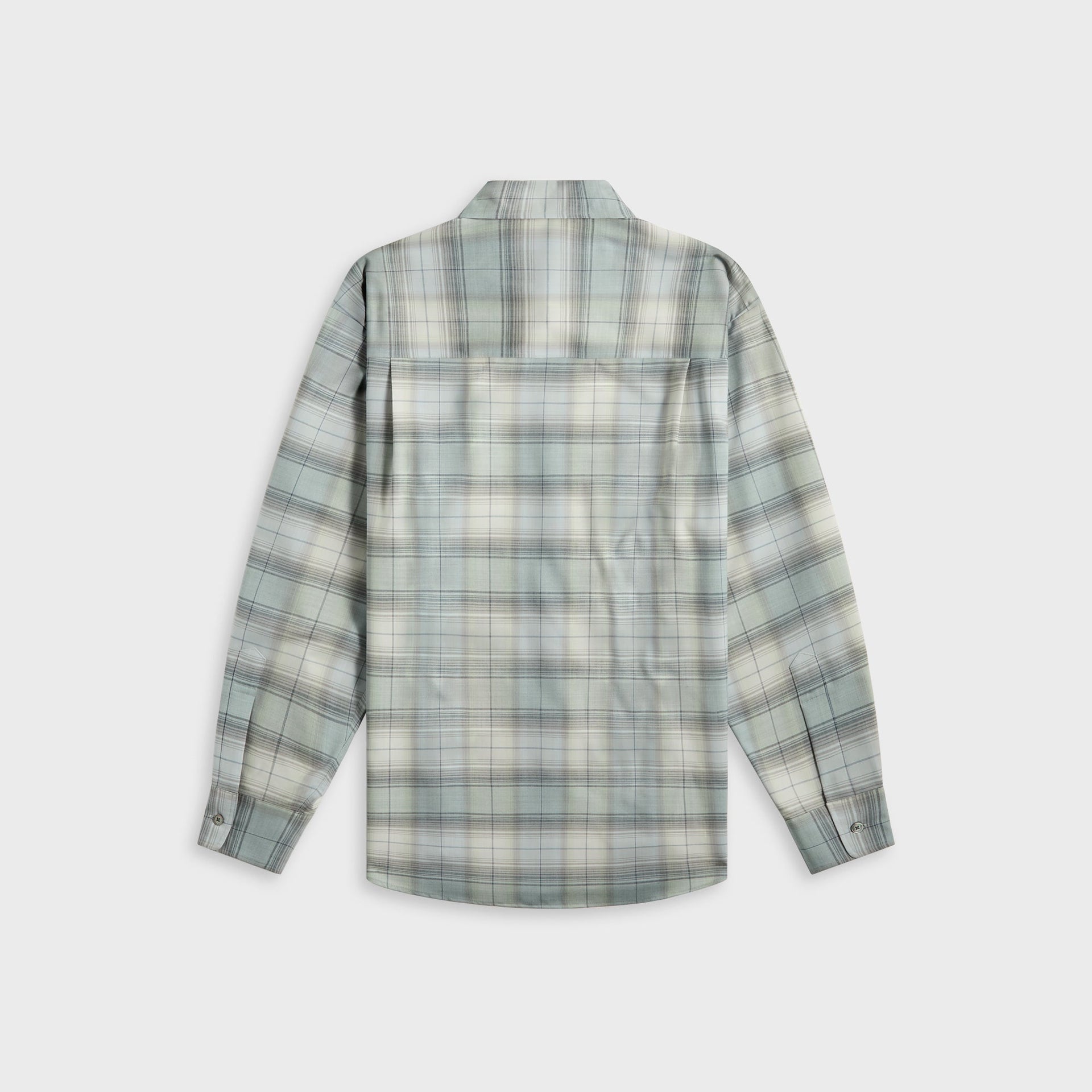 Auralee Super Light Wool Check Shirt in Blue Green Check