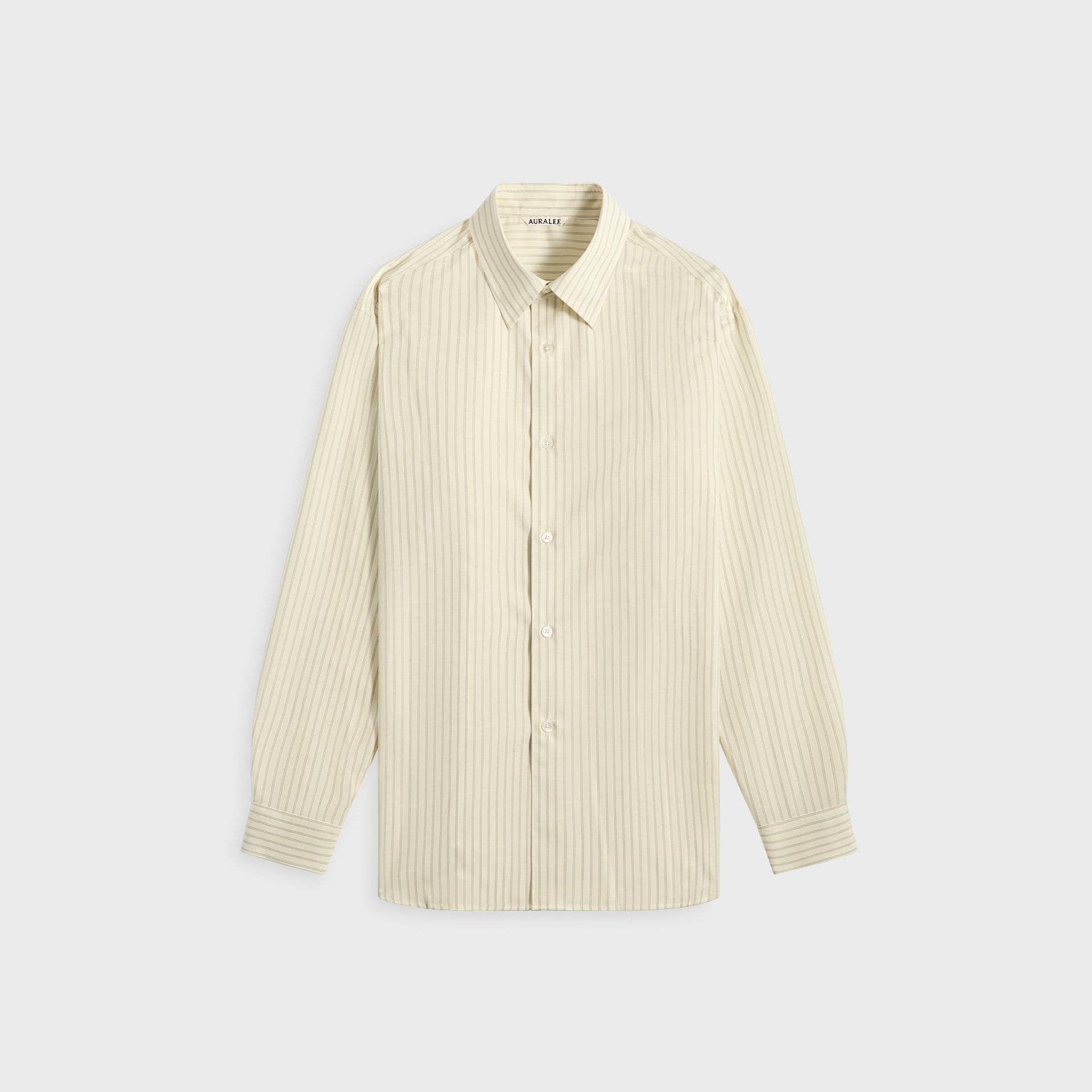 Auralee Super Fine Wool Stripe Shirt in Ivory Stripe