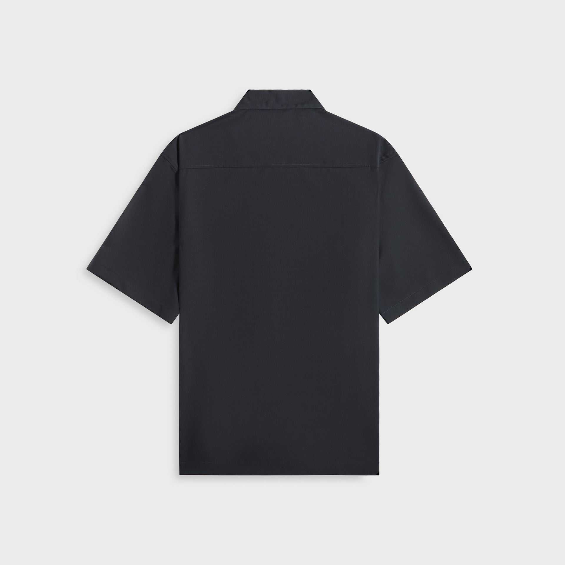 Auralee Super Fine Tropical Wool Open Collar Half Sleeved in Navy