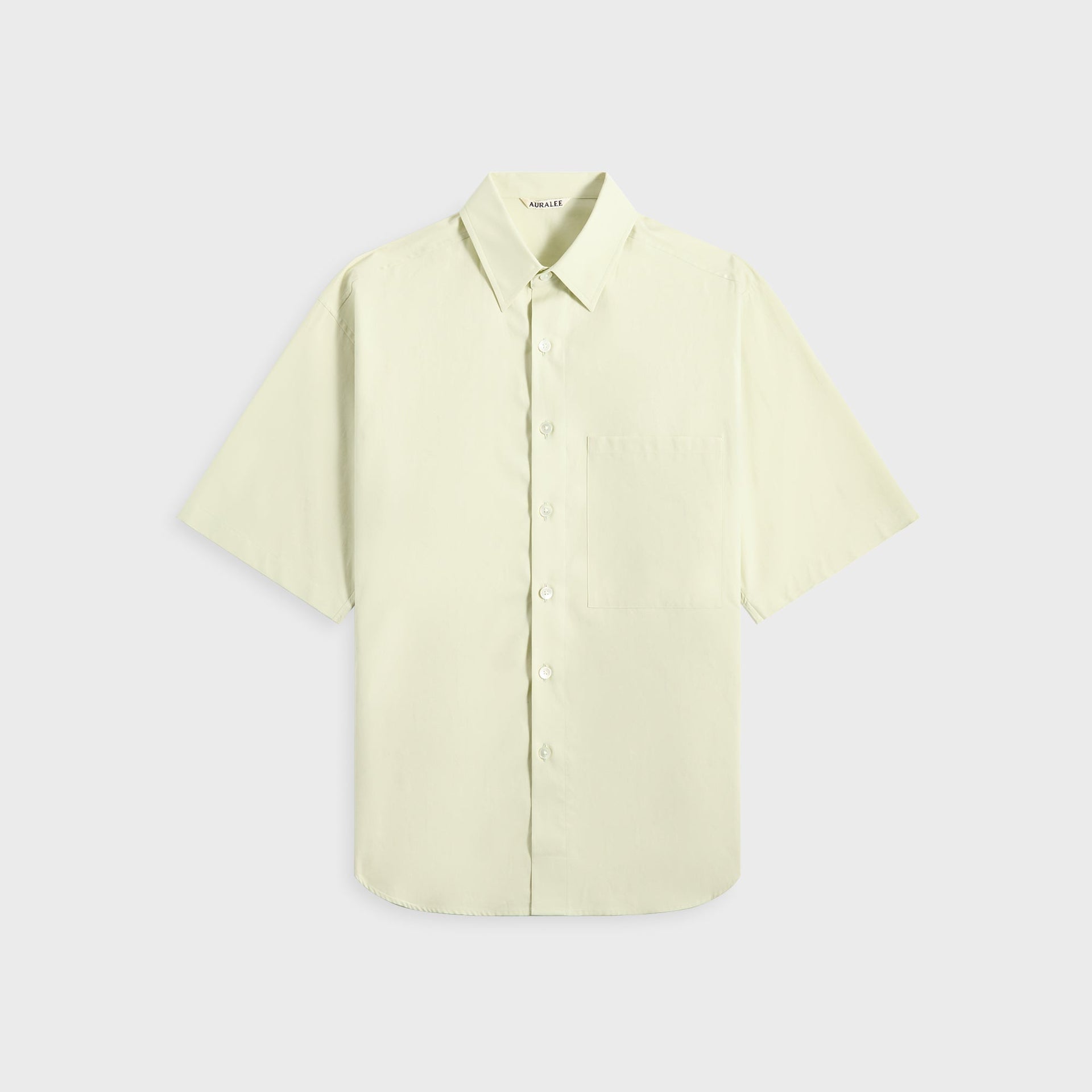 Auralee Washed Finx Twill Big Half Sleeved Shirt in Light Green