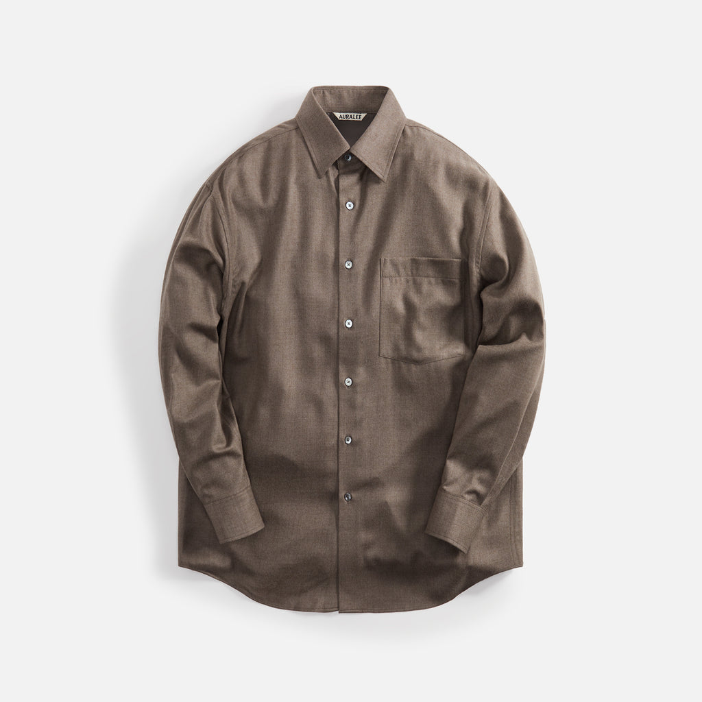 Auralee Super Light Wool Easy Shirt - Brown