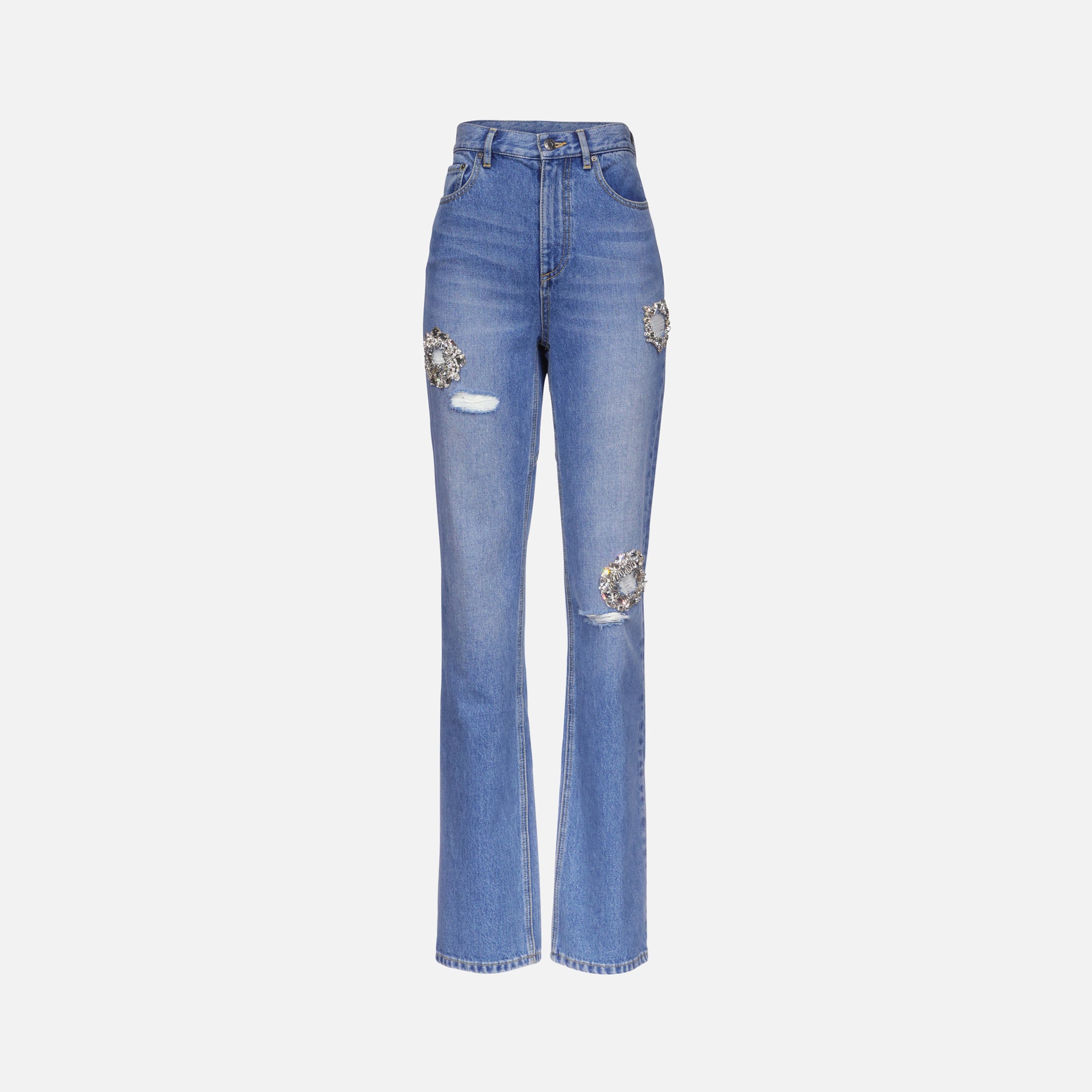 Area Distressed Crystal Jean - Light Indigo