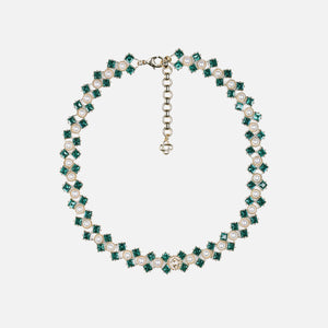 Casablanca Crystal & Pearl Necklace - Green