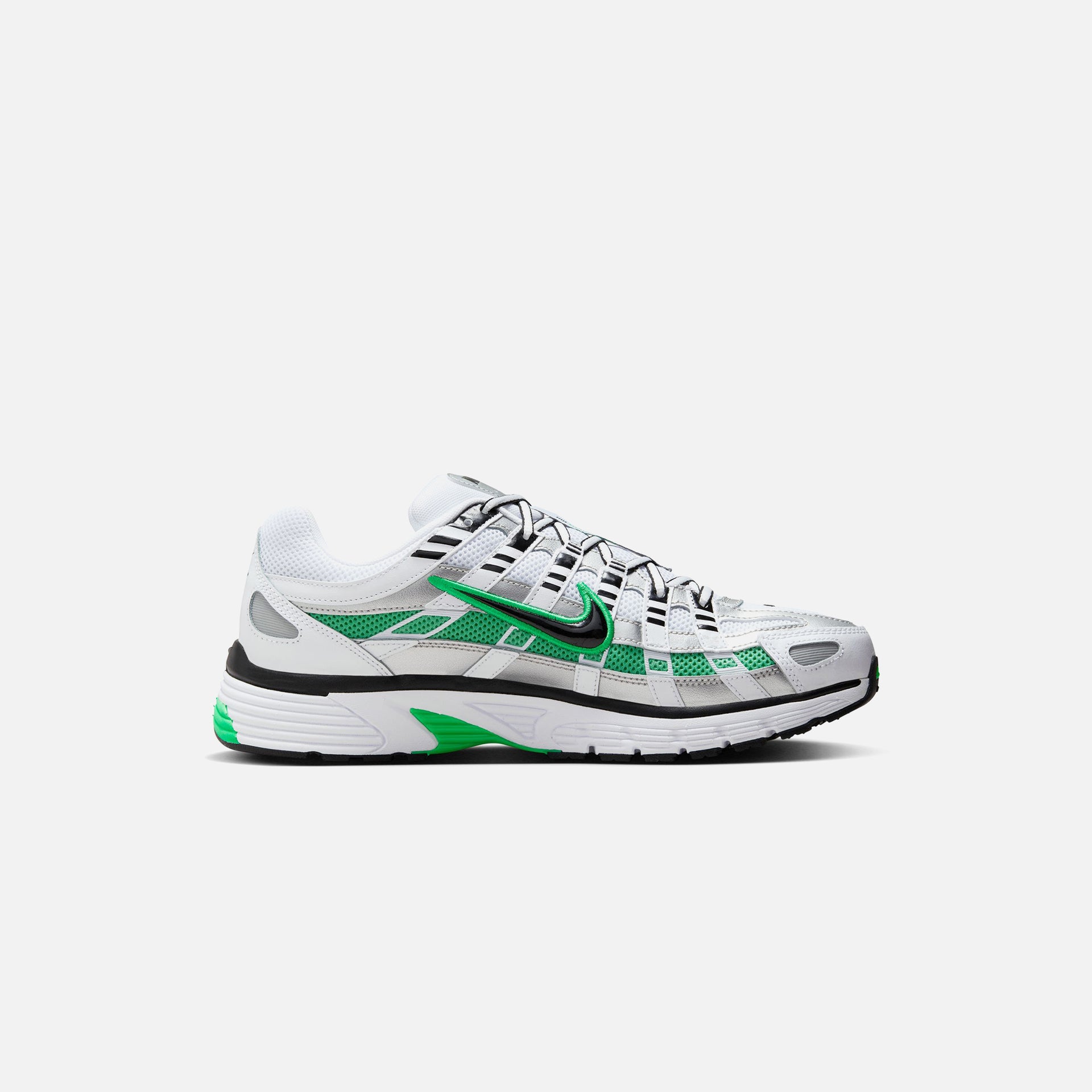 Nike P-6000 - White / Black / Metallic Silver / Spring Green