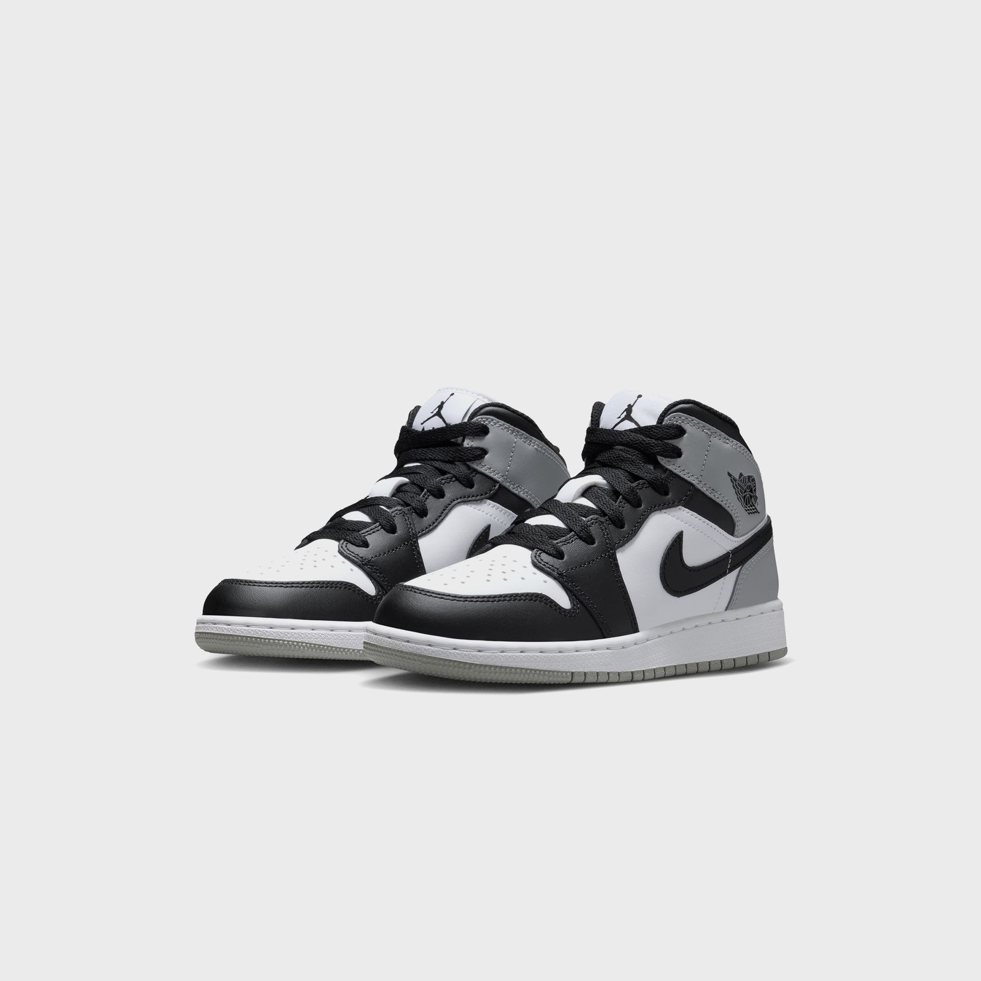 Jordan GS Air Jordan 1 Mid - White / Black / Light Smoke Grey