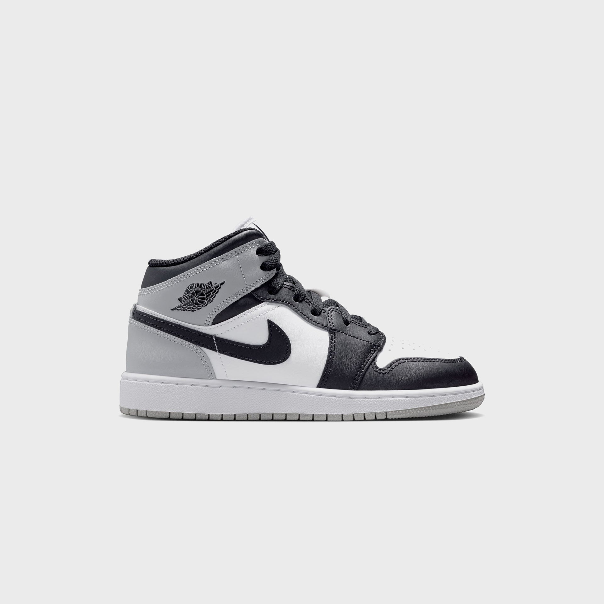 Jordan GS Air Jordan 1 Mid - White / Black / Light Smoke Grey