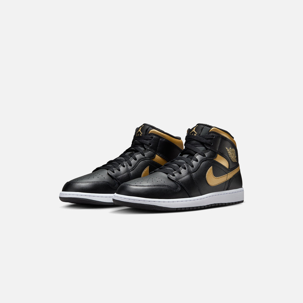 Jordan Air Jordan 1 Mid Black Metallic Gold White Kith