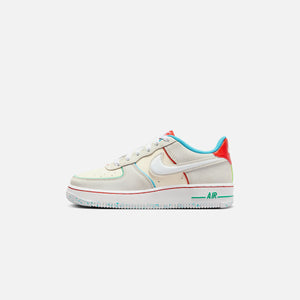 Nike GS Air Force 1 Lv8 2 - Pale Ivory / Picante Red / Baltic Blue / White