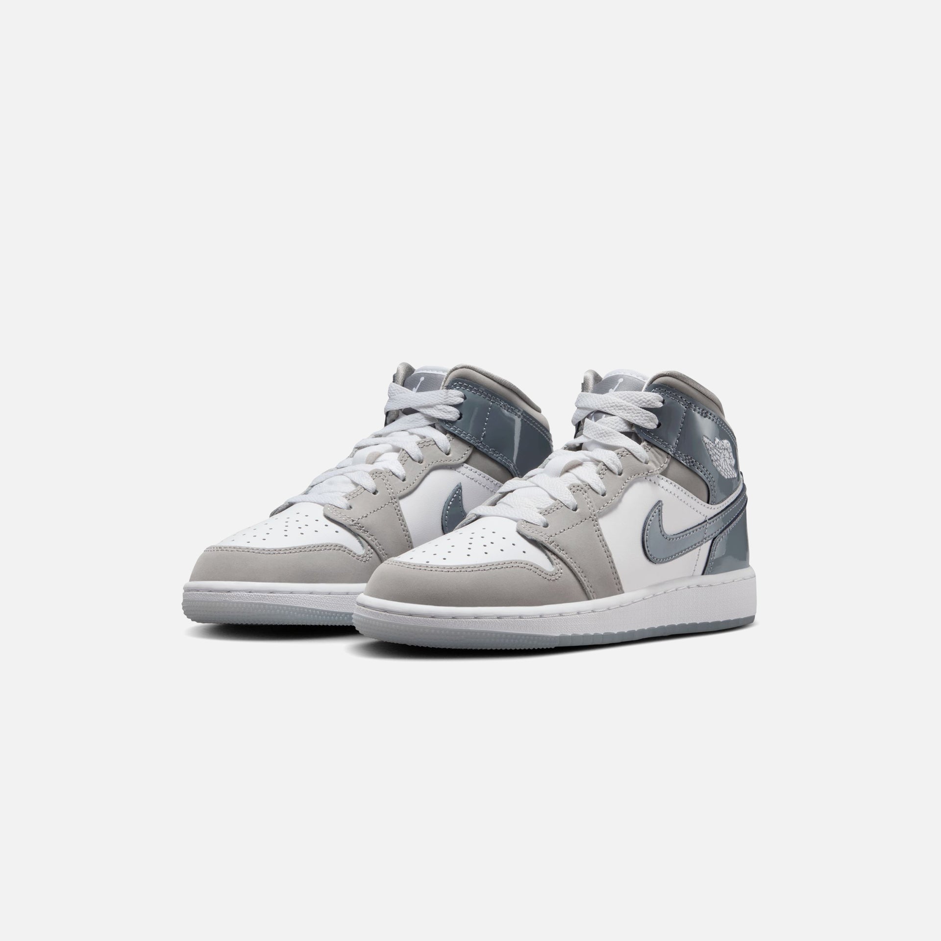 Jordan GS Air Jordan 1 Mid SE - White / Cool Grey / Med Grey