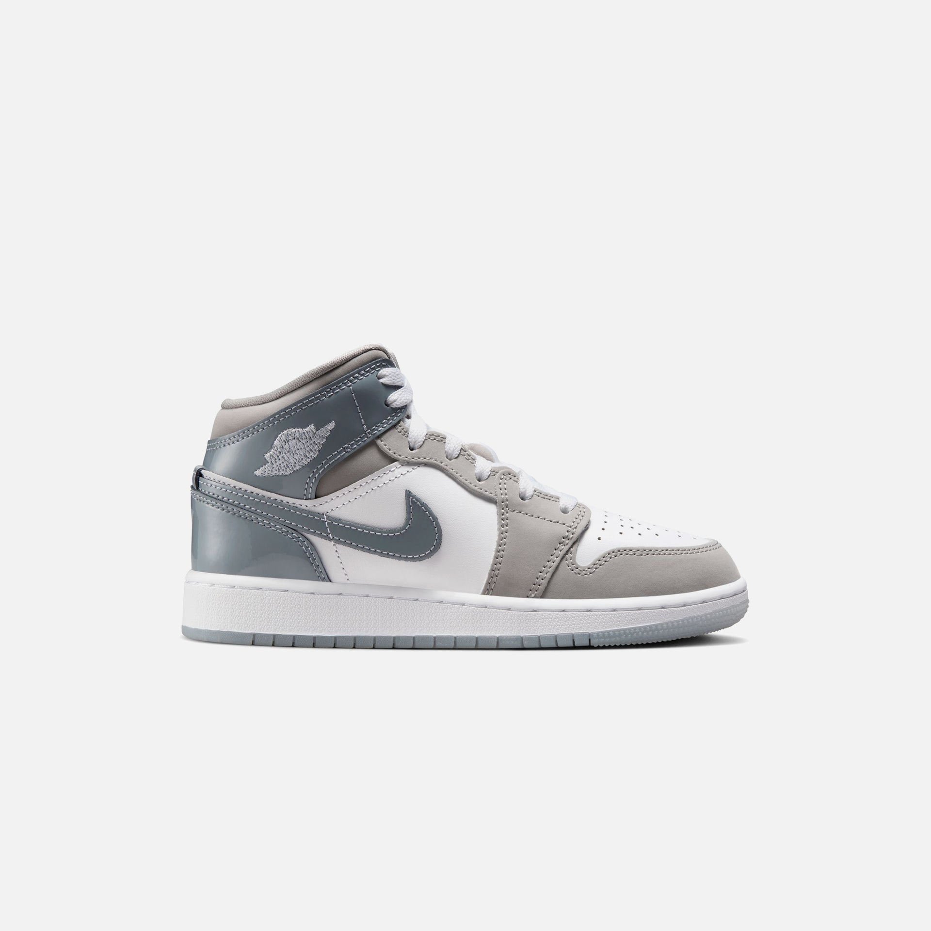 Jordan GS Air Jordan 1 Mid SE - White / Cool Grey / Med Grey