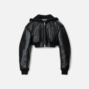 Alexander Wang Bomber ruched Jacket with Crochet Hood - Black