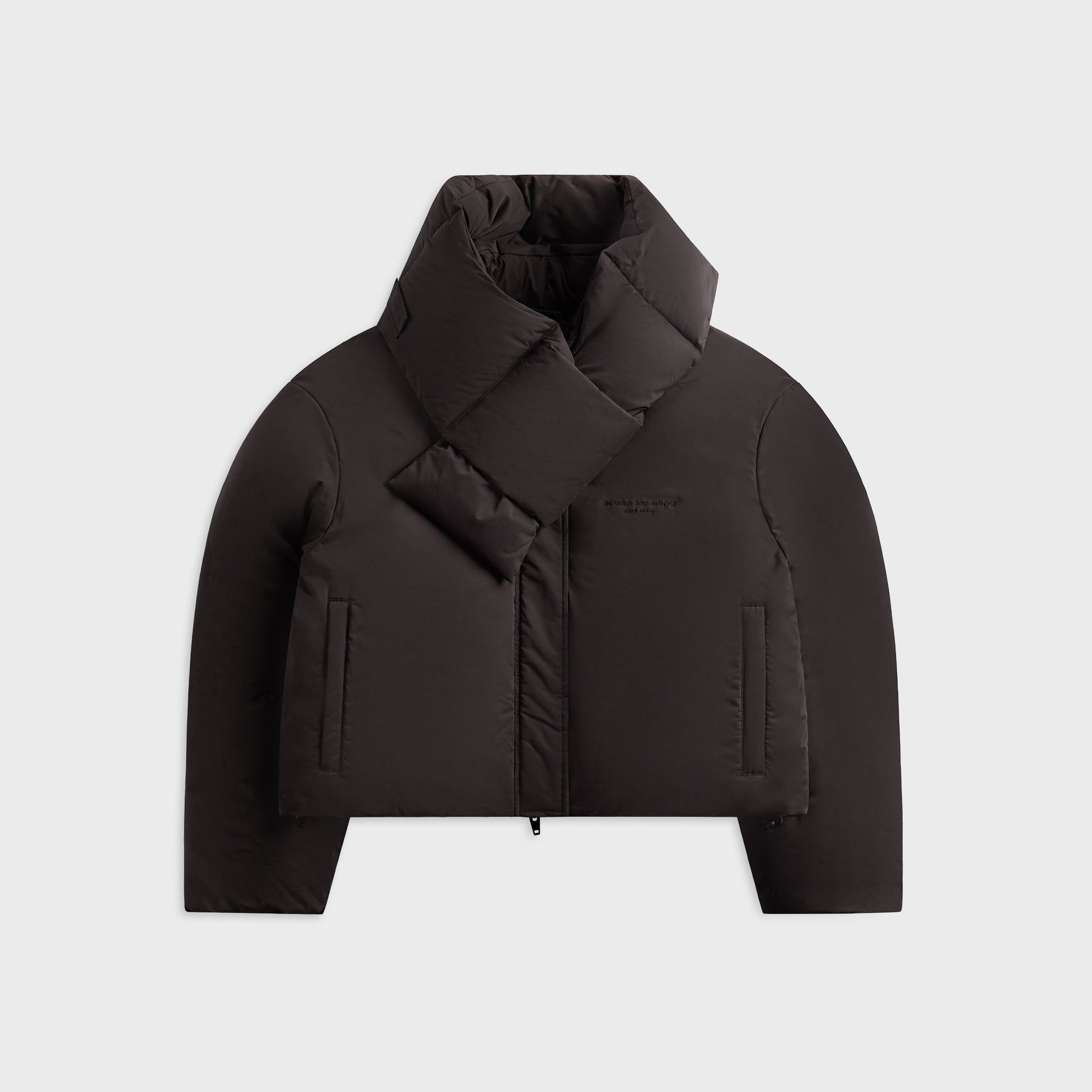 Alexander Wang Cropped Puffer with Removable Scarf in Black