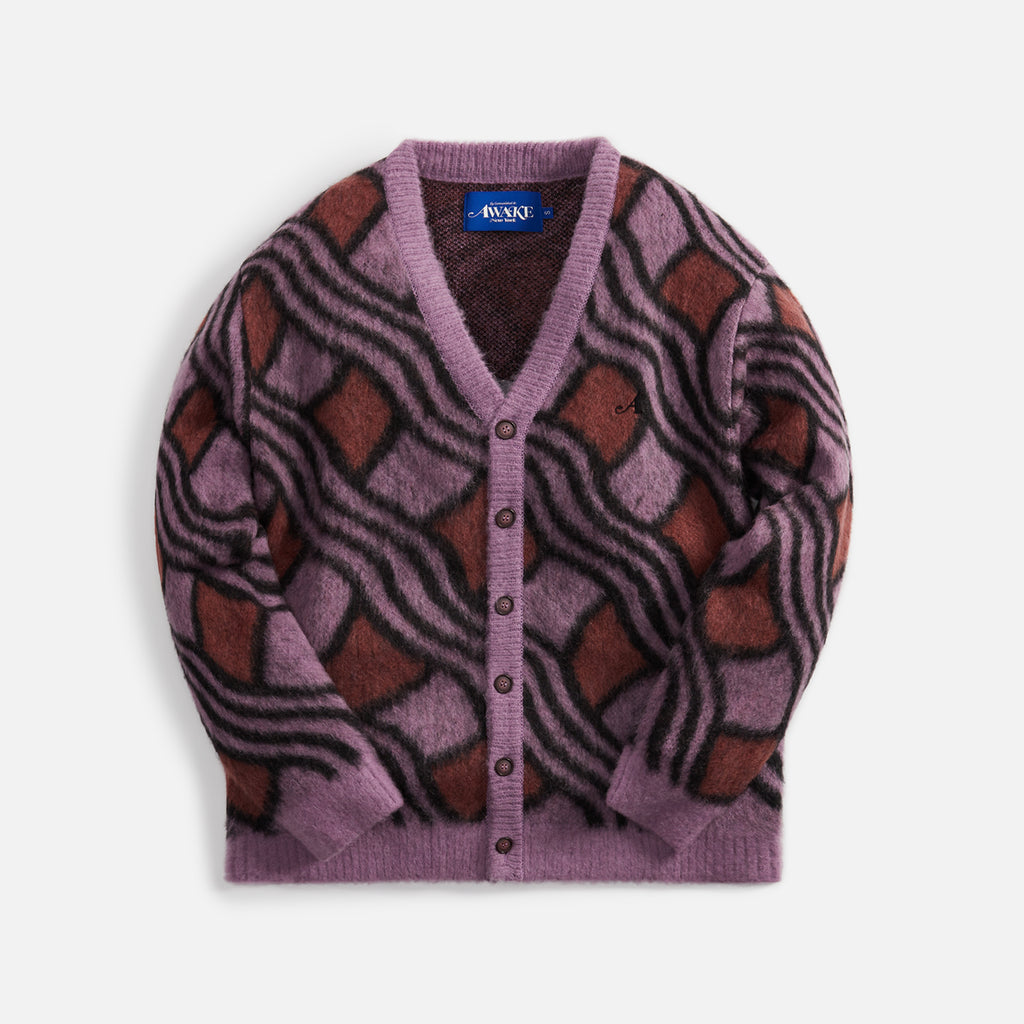 Awake NY Wavy Jacquard Mohair Cardigan - Pink / Rust – Kith