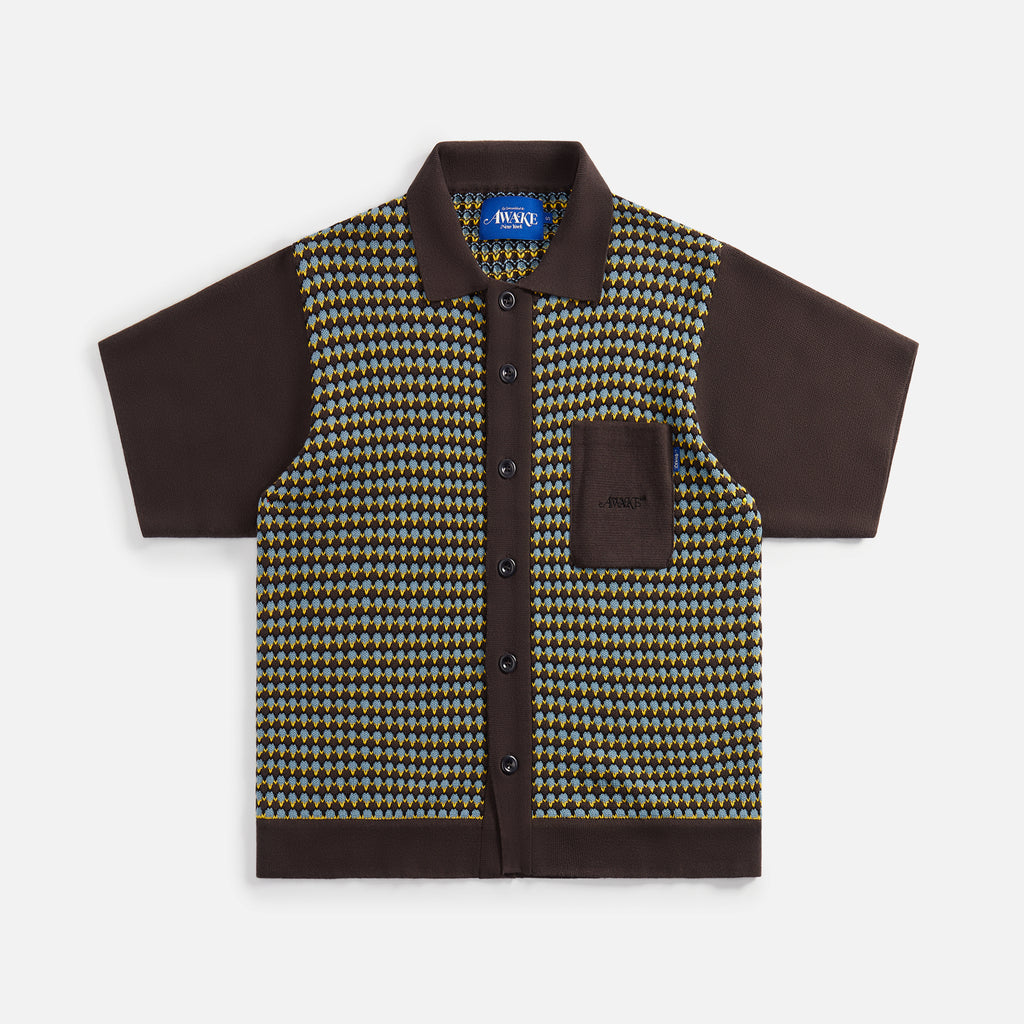 Awake NY Knit Crochet Button Down - Brown / Multi – Kith