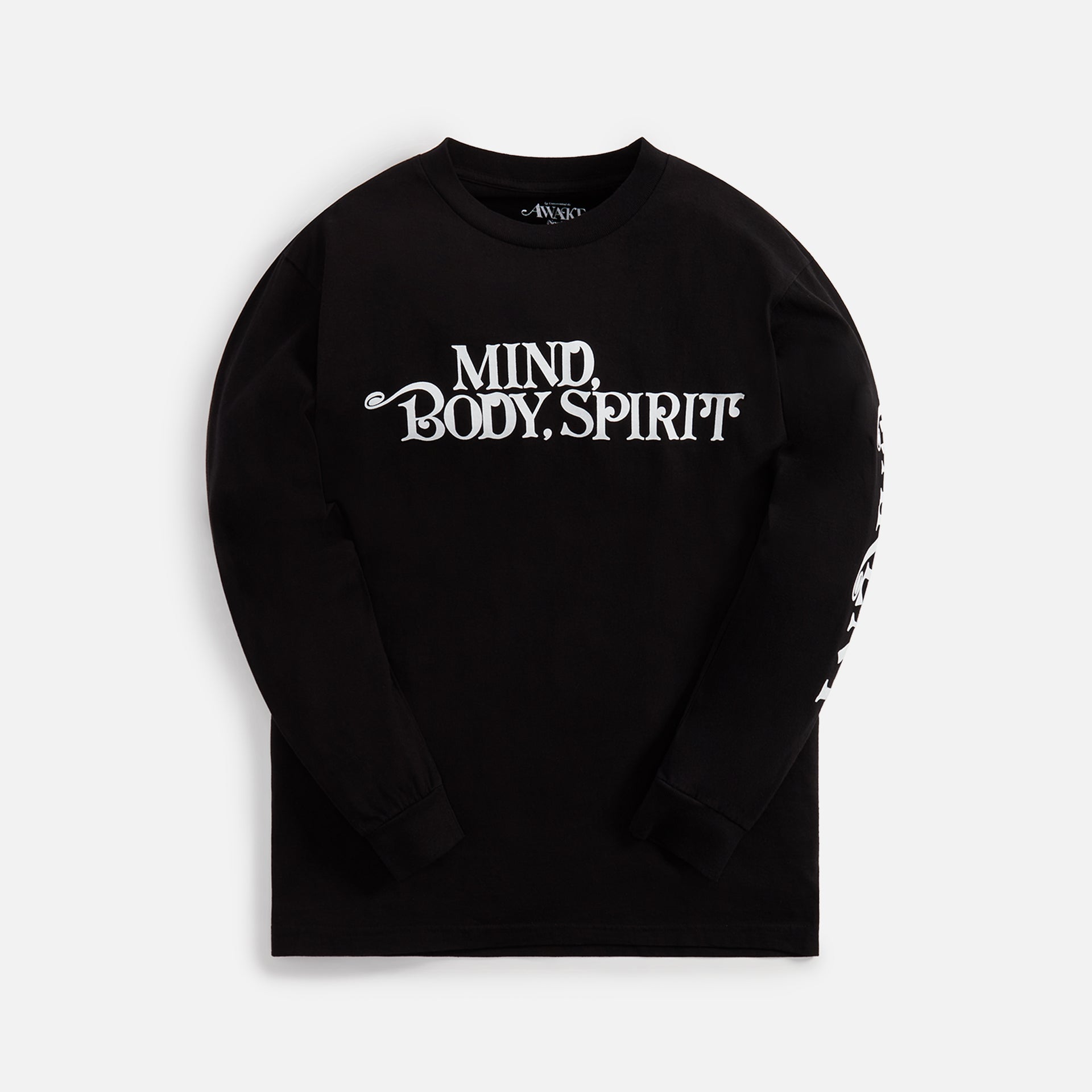 Awake NY Mind Body Spirit Printed Long Sleeve Tee - Black