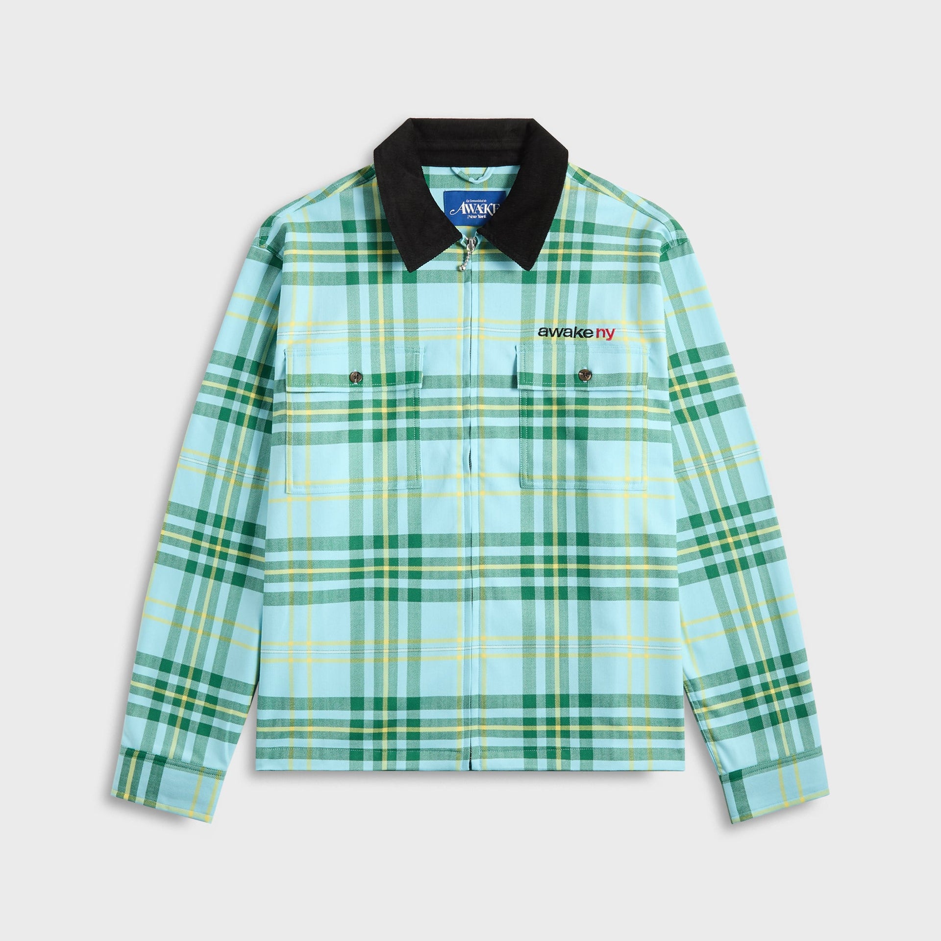 Awake NY Plaid Flannel Shirt in Turquoise