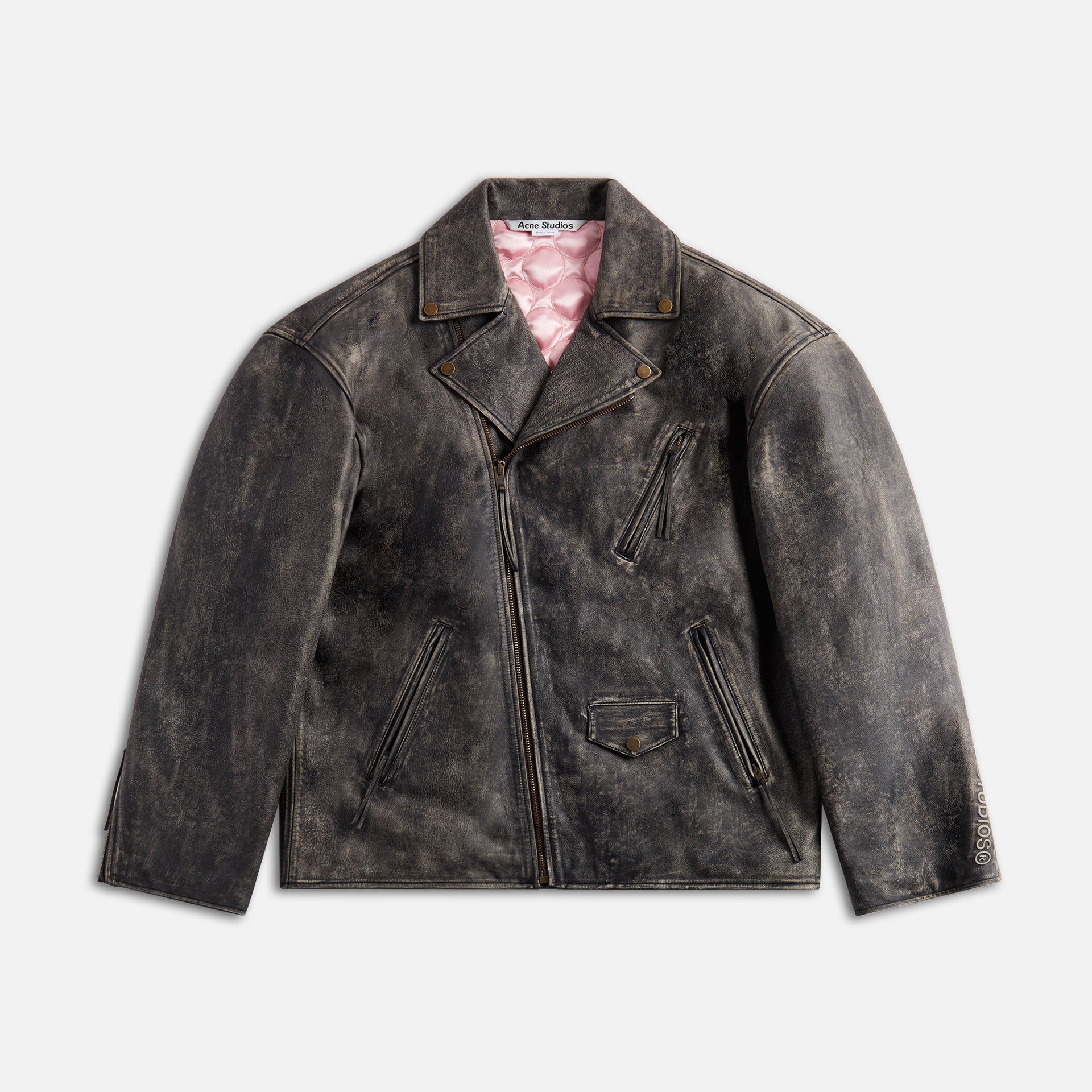 Acne Studios Biker Sanding Leather Jacket hzn - Black