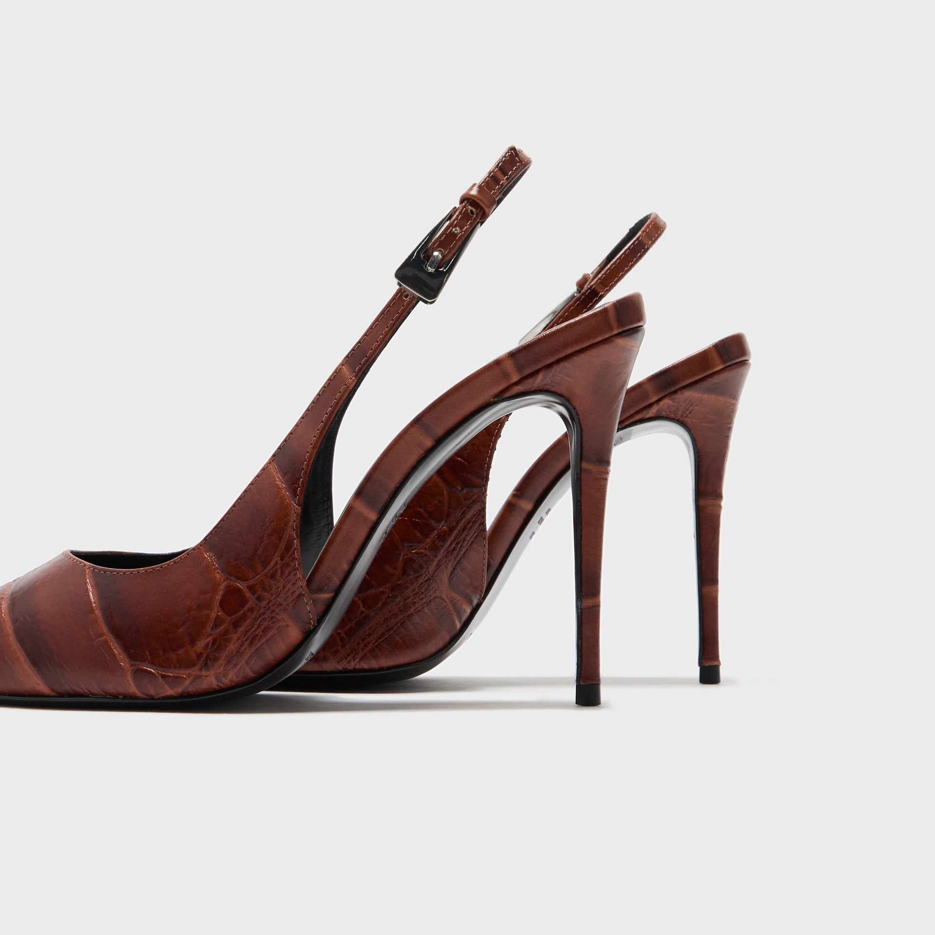 Black Suede Studio Branca 100 Croc Leather - Cappucino