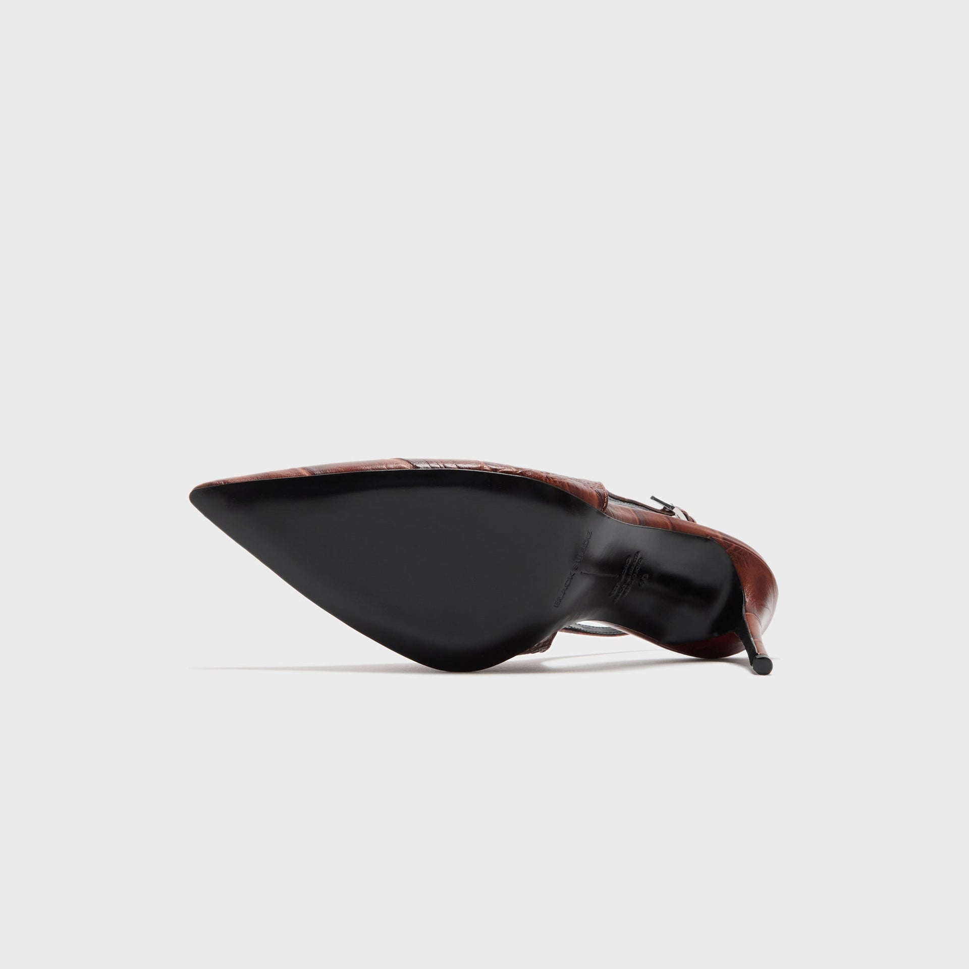 Black Suede Studio Branca 100 Croc Leather - Cappucino