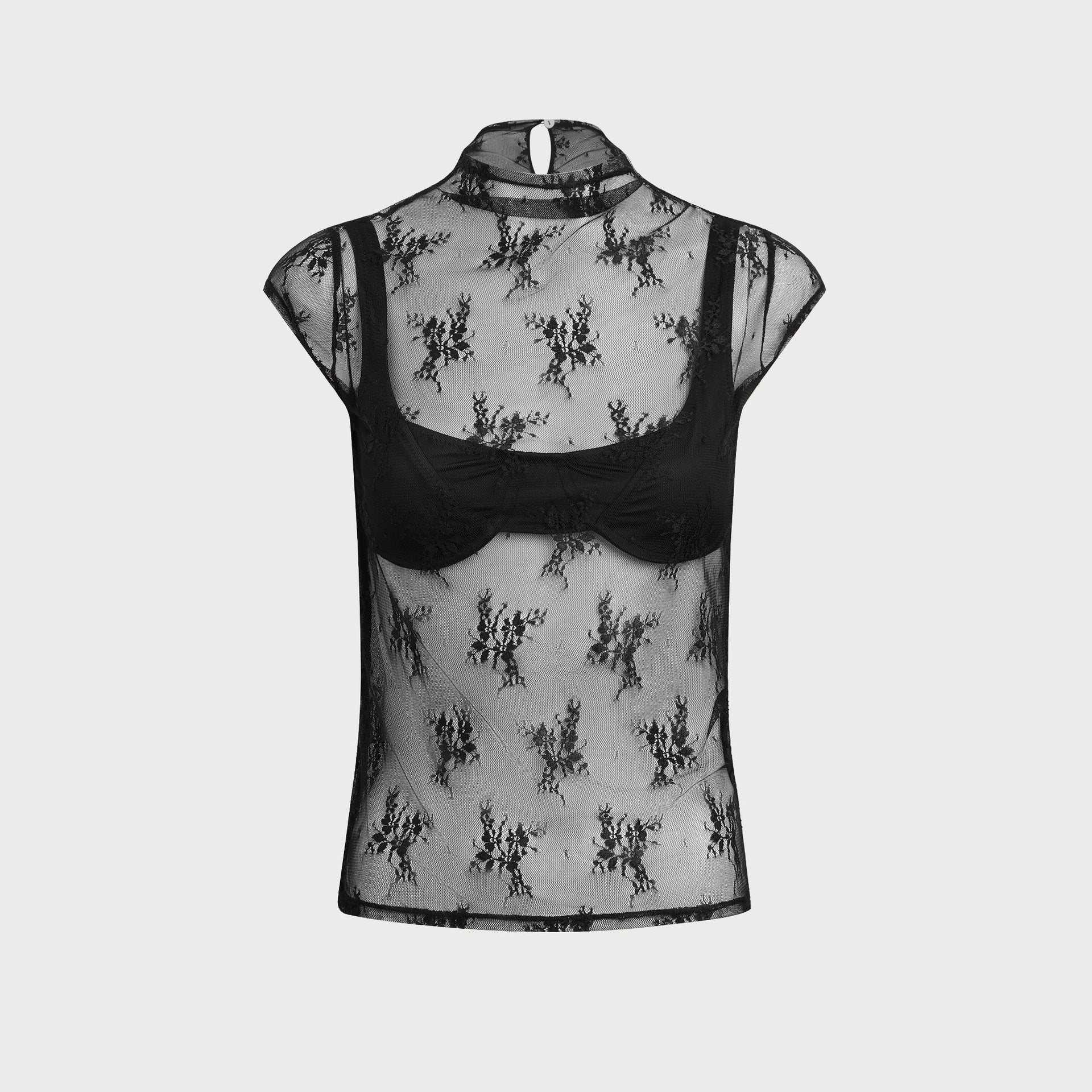 Buci Lace Ember Top - Black Floral