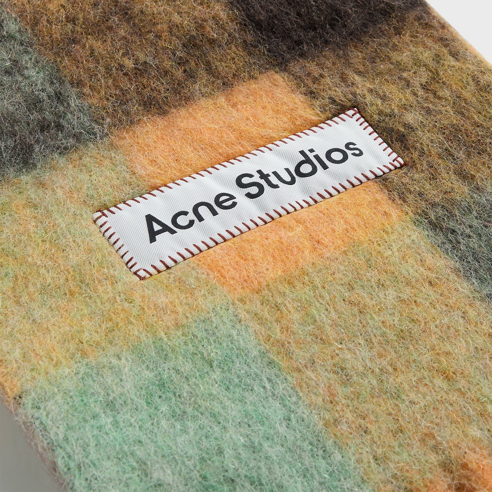 Acne Studios Vally Scarf in Taupe / Chestnut Brown / Yellow Green