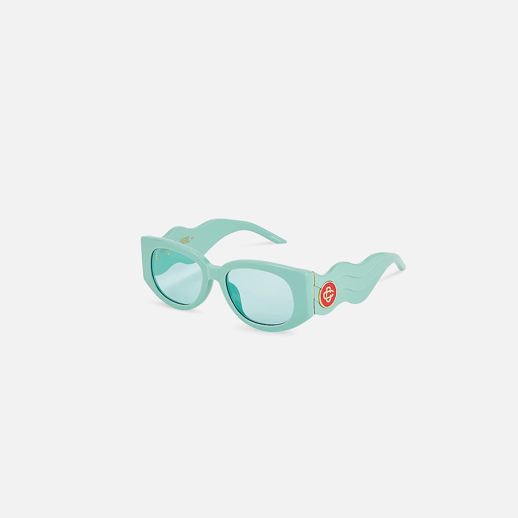 Casablanca Acetate & Metal Oval Wave Sunglasses - Green Marble – Kith