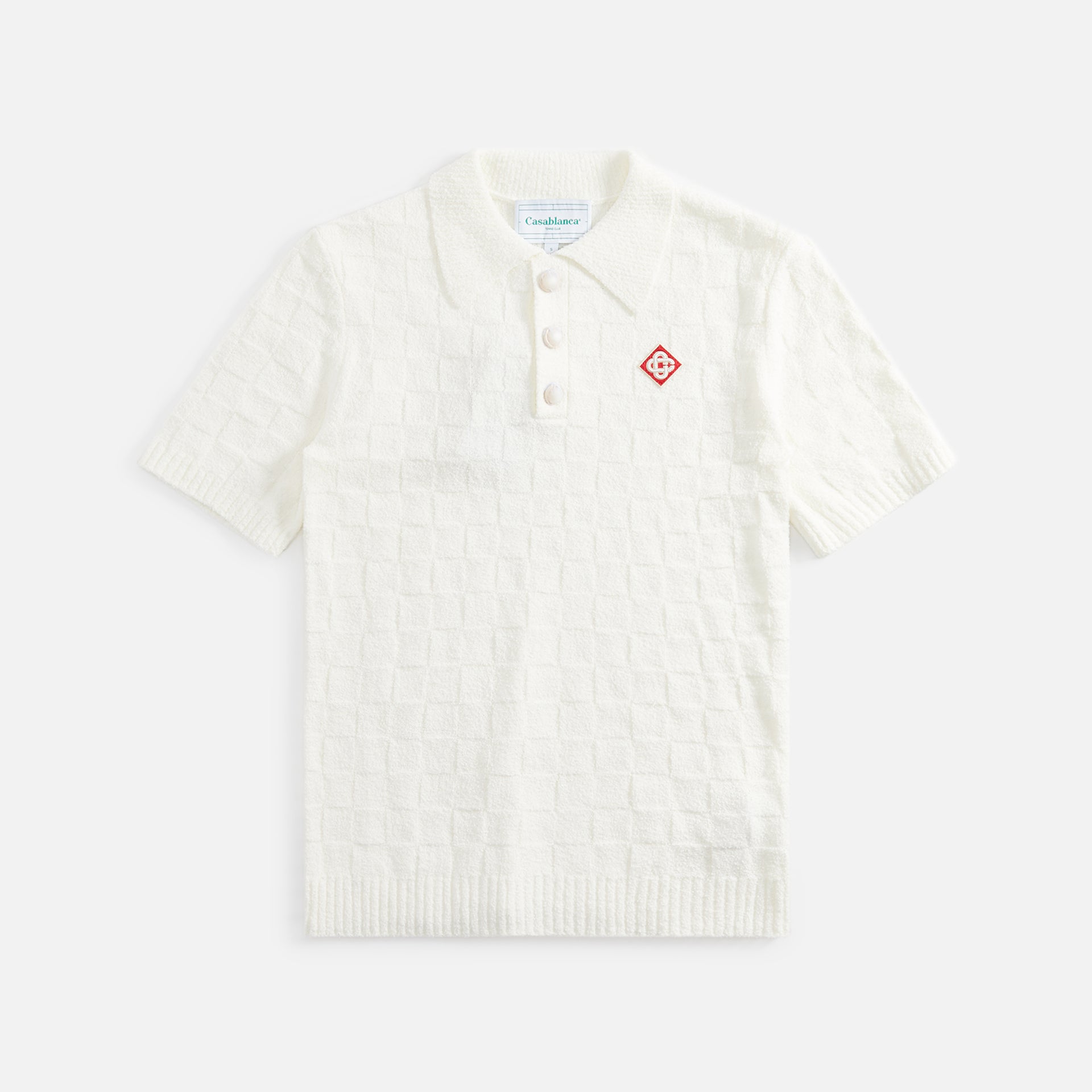 Casablanca Checked Yoke Boucle Polo - White