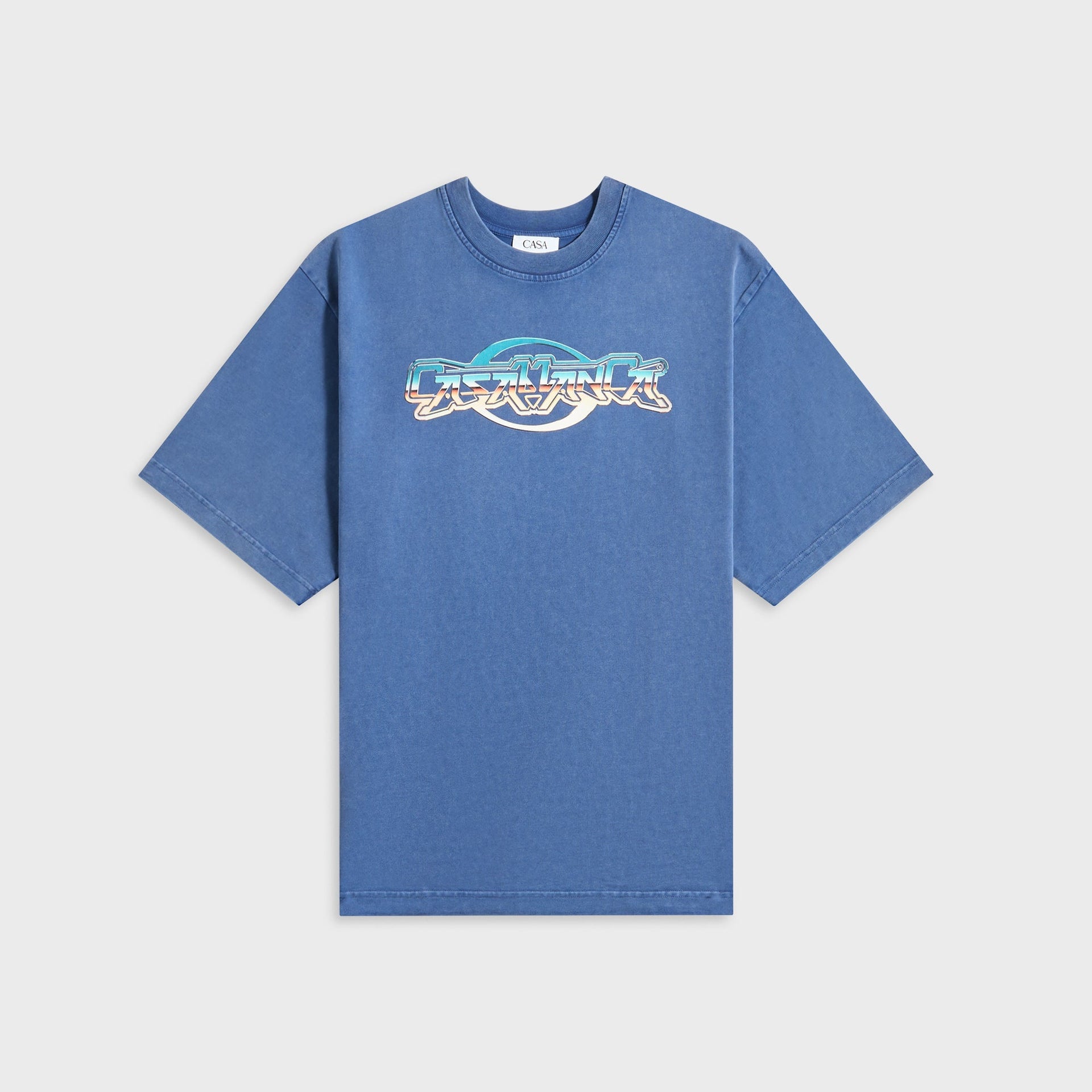 Casablanca Chrome Text Printed Oversized Tee in Navy